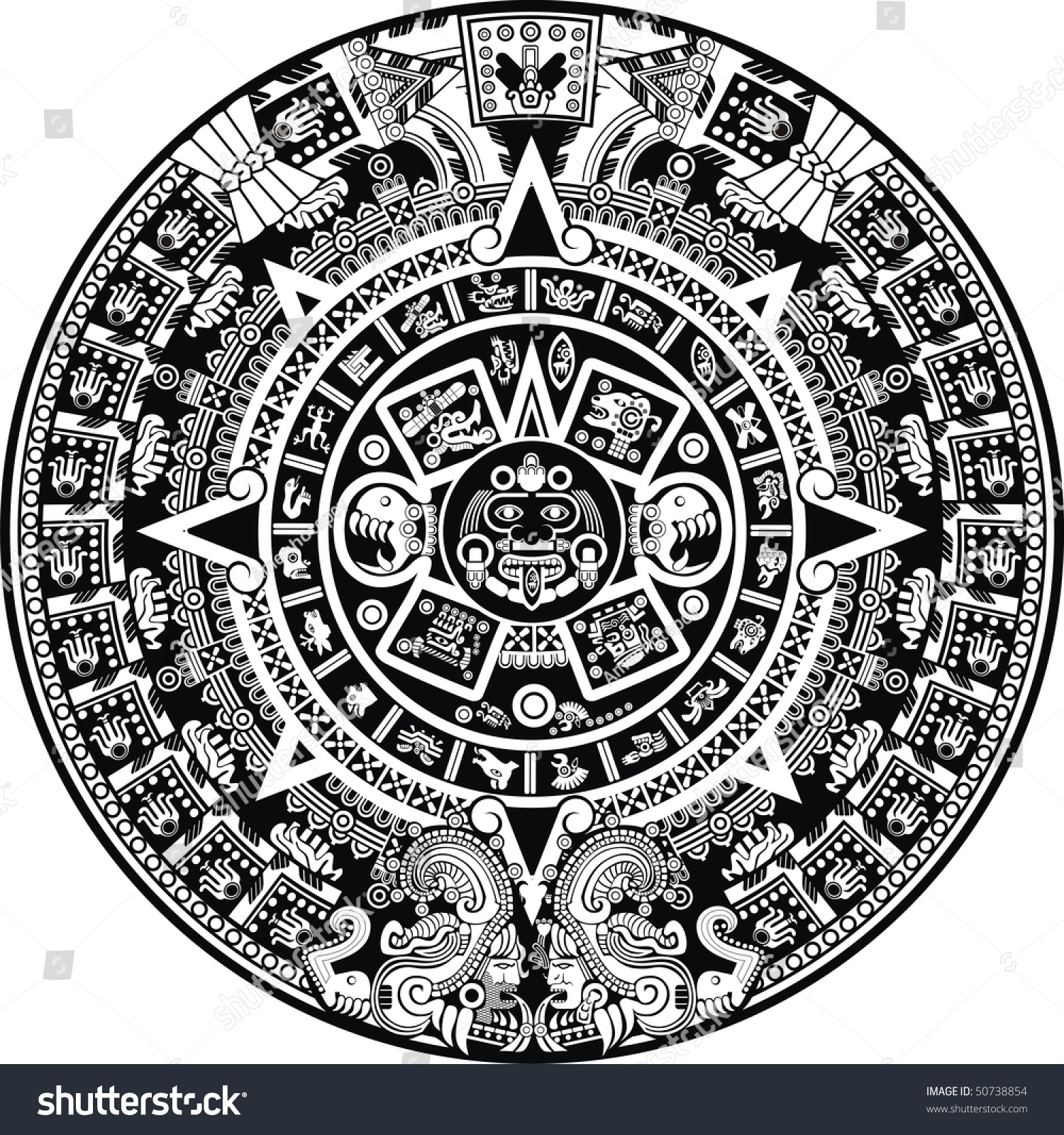 Vector Aztec Calendar - Customize and Print