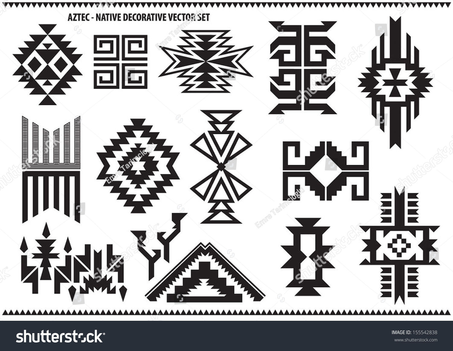 Aztec Decorative Vector Set Stock Vector 155542838 - Shutterstock