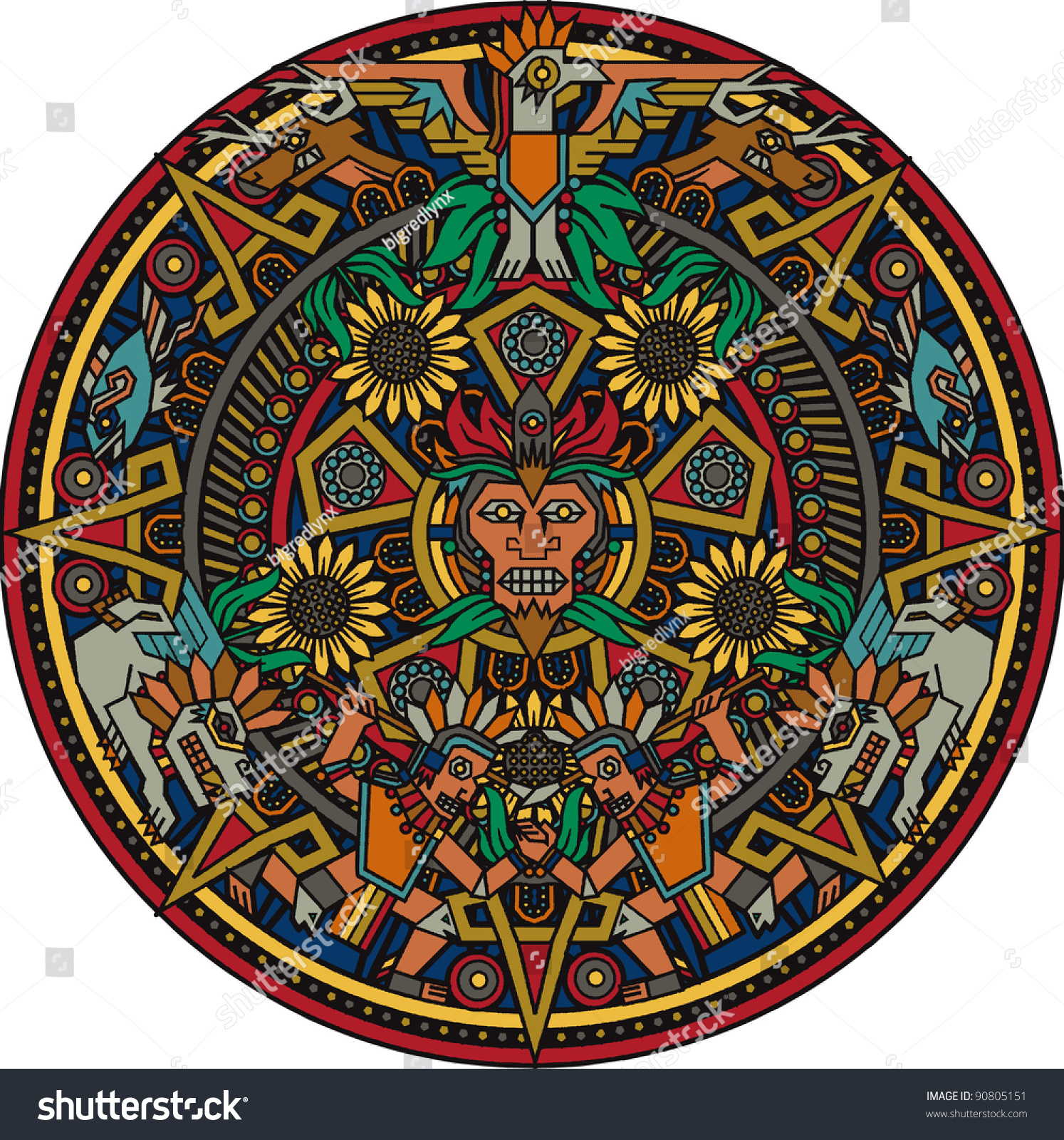Aztec Mandala Stock Vector 90805151 Shutterstock
