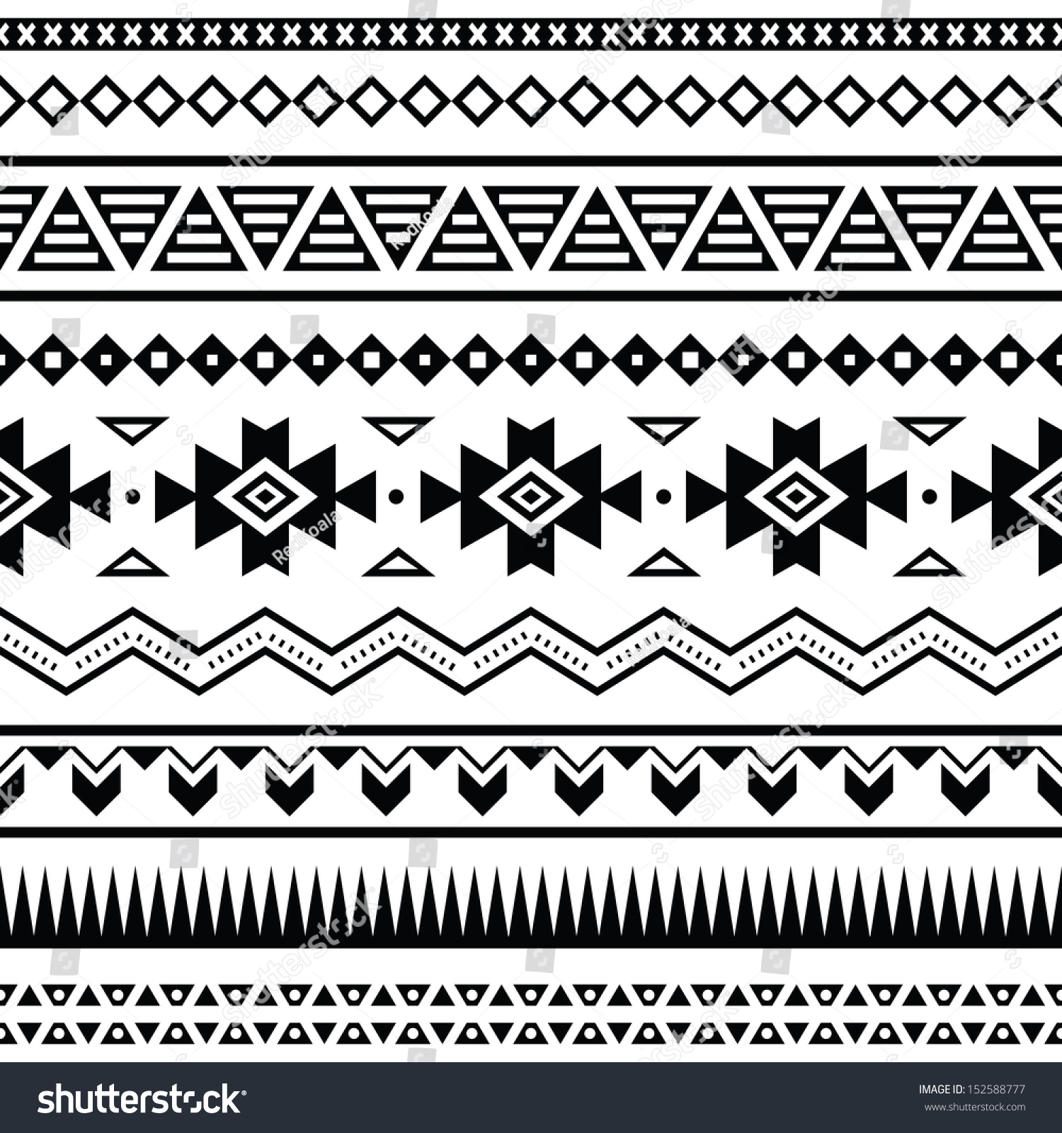 Aztec Mexican Seamless Pattern Stock Vector Illustration 152588777 ...