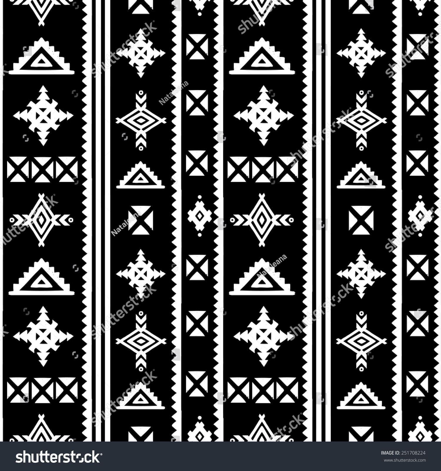 Aztec Tribal Art Seamless Pattern Black Stock Vector 251708224 ...