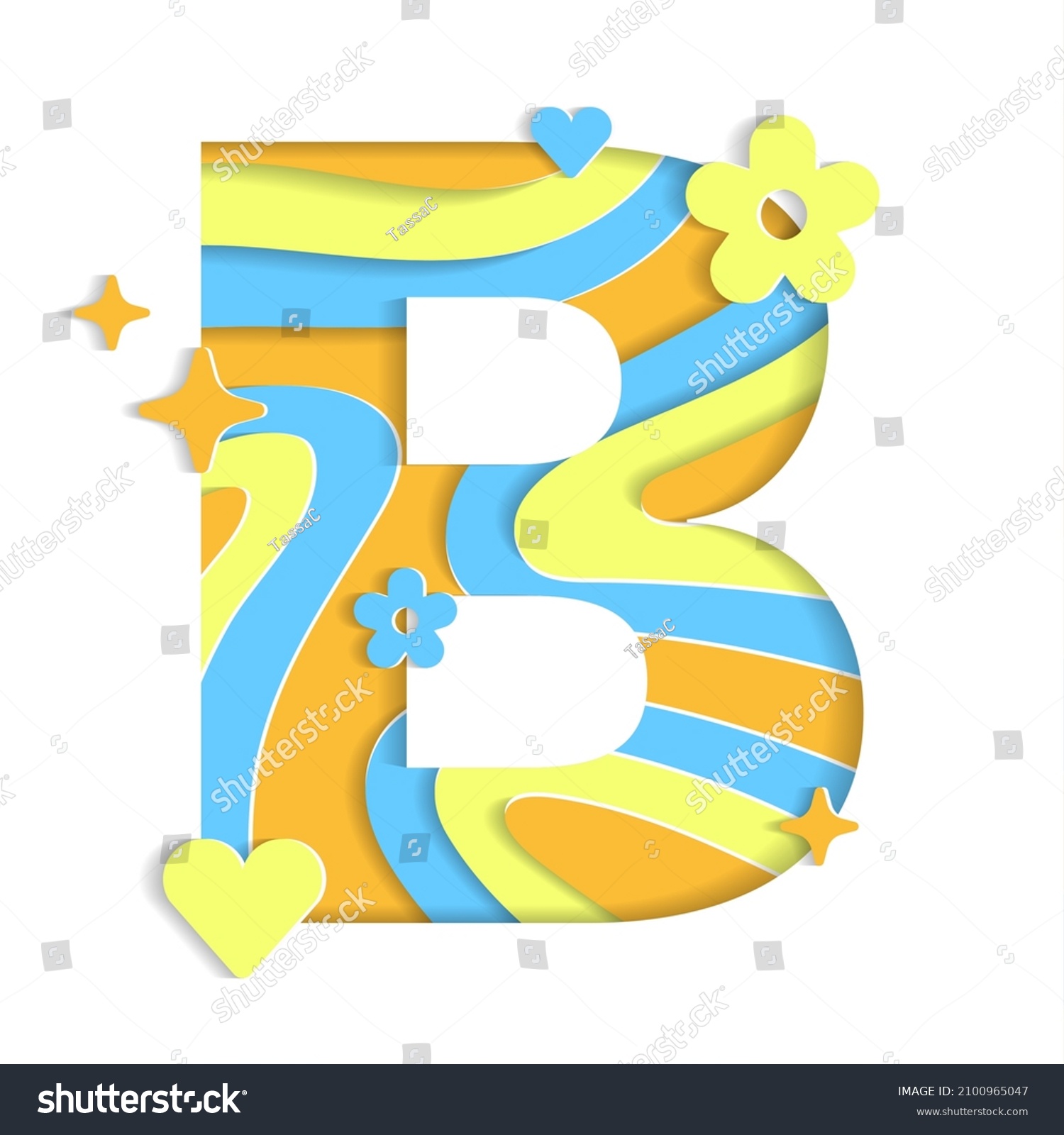 B Alphabet Abstract Paper Lively Flower Stock Vector (Royalty Free ...