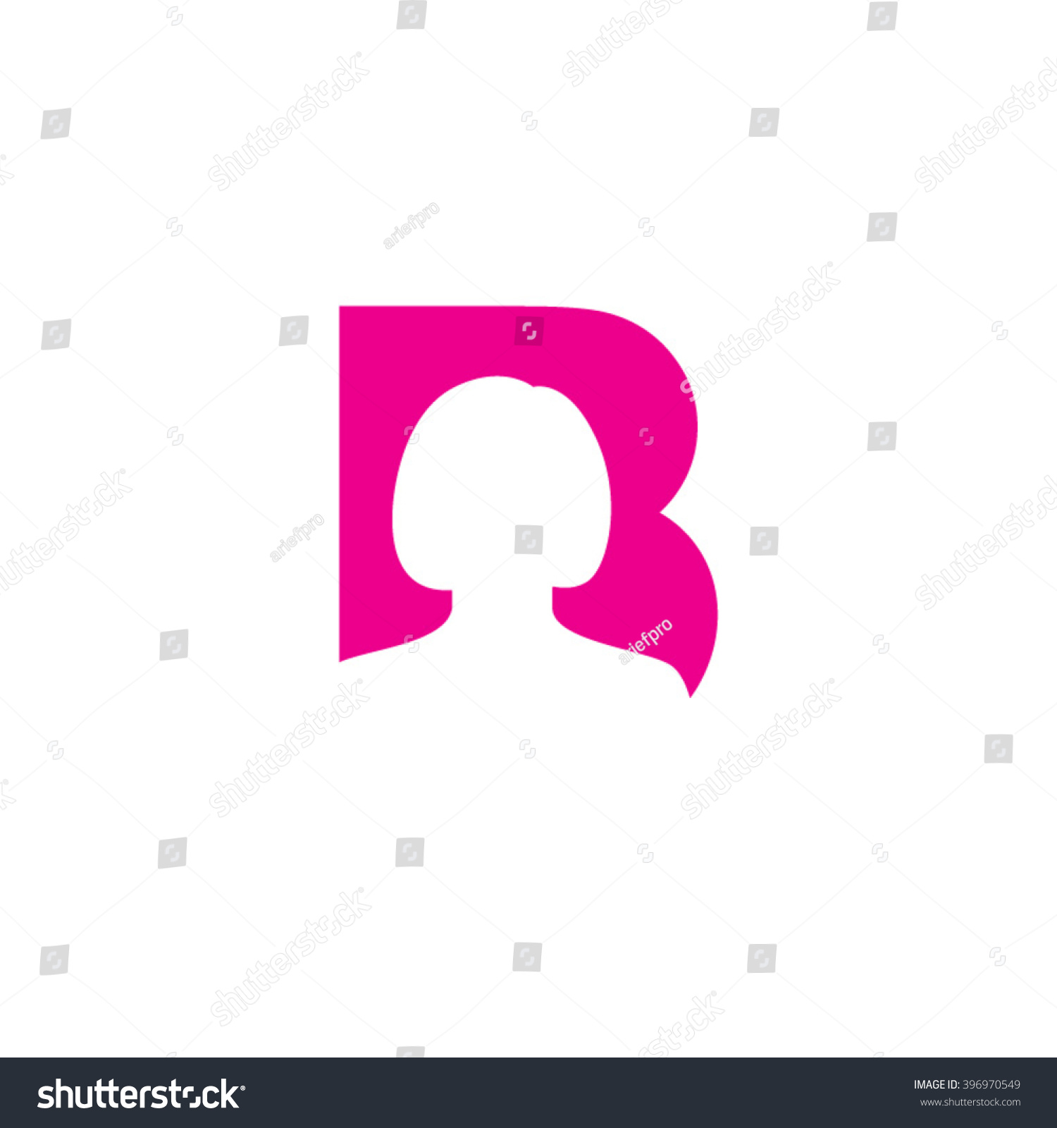 B Alphabet Woman Avatar Business Letter Stock Vector (Royalty Free ...