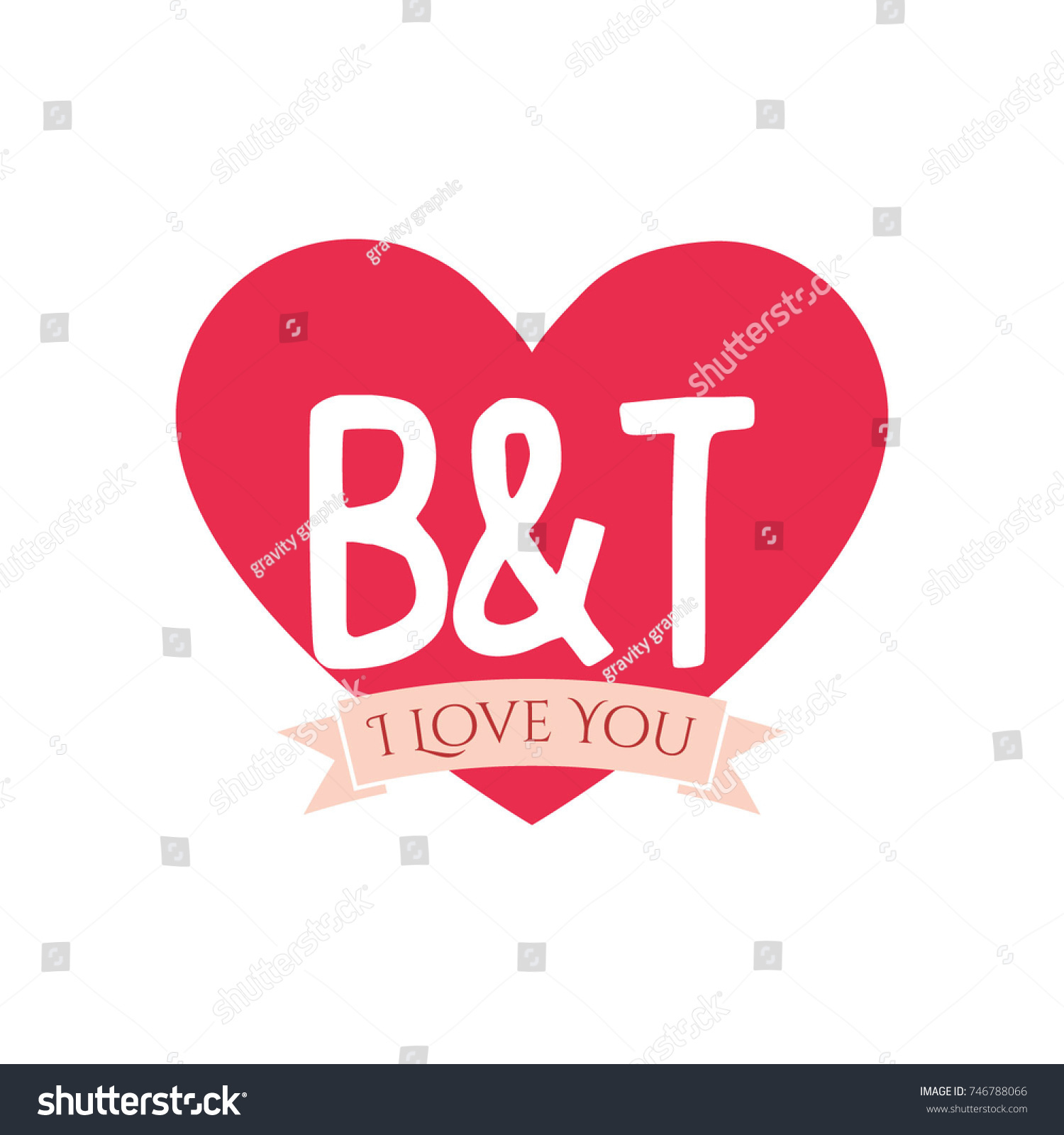 B T Letter Inside Heart St Stock Vector Royalty Free 746788066