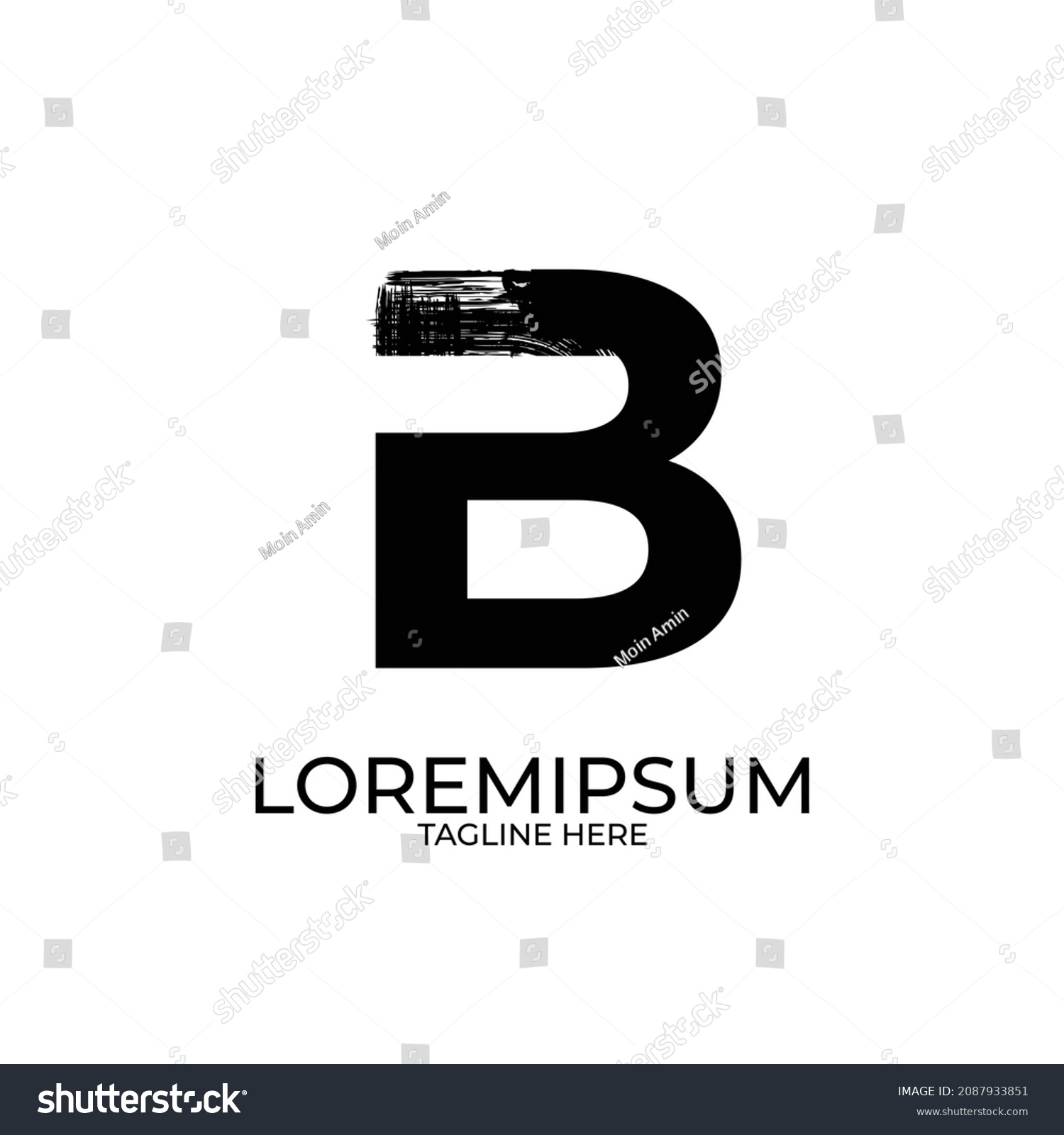 B Brush Stroke Letter Initial Logo Stock Vector (Royalty Free) 2087933851