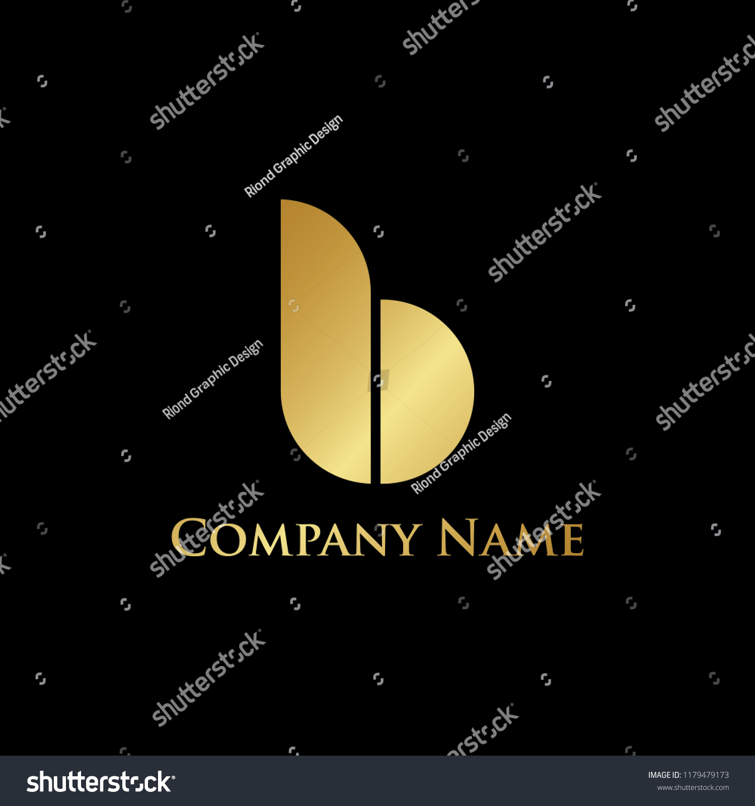 B Gold Logo Design Stock Vector (Royalty Free) 1179479173