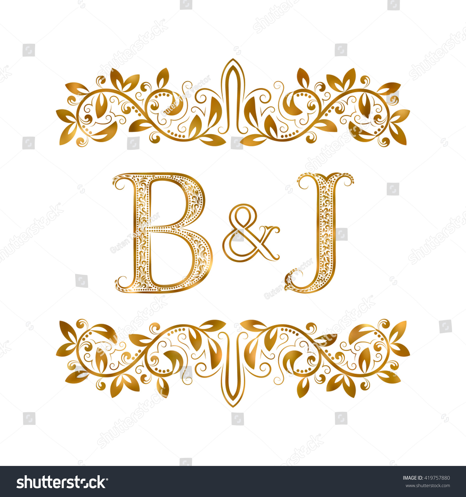 Bj Vintage Initials Logo Symbol Letters Stock Vector 419757880 ...