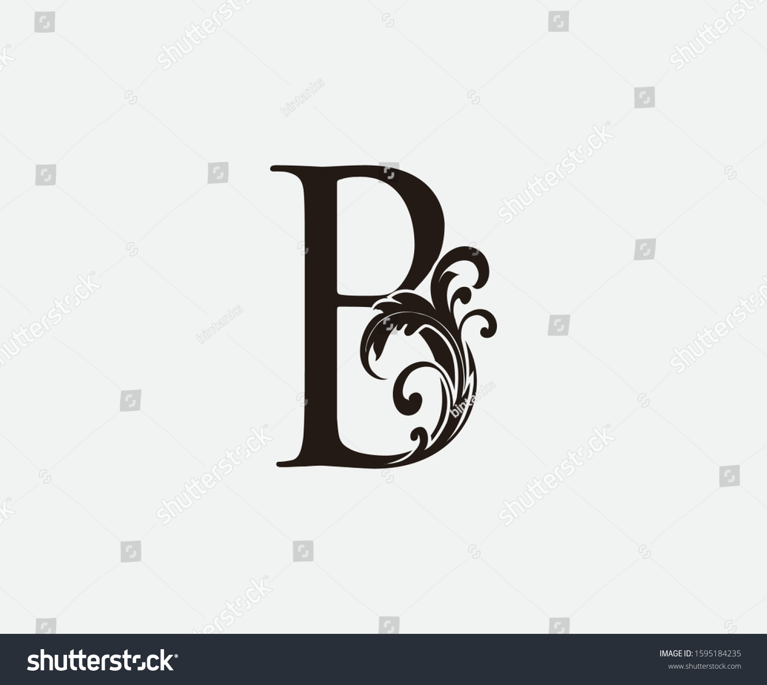 B Letter Classy Floral Logo Icon Stock Vector (Royalty Free) 1595184235