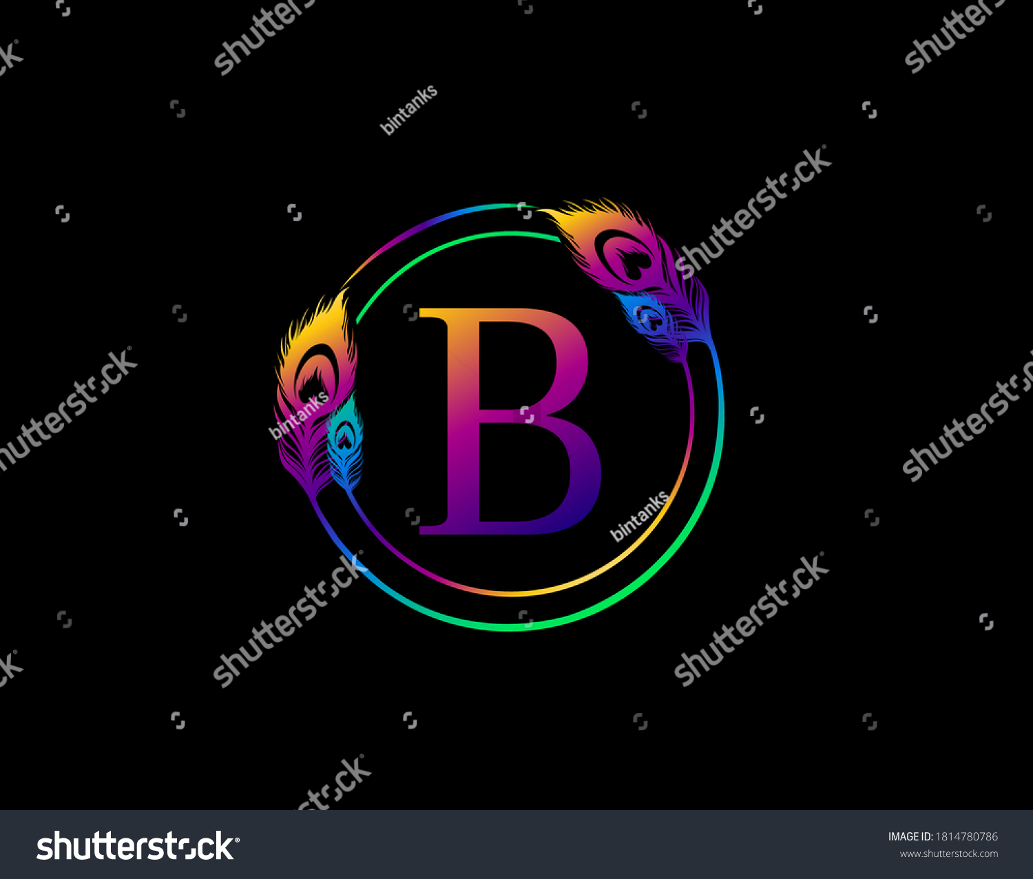 B Letter Decorated Exotic Peacock Feather Stock Vector (Royalty Free ...