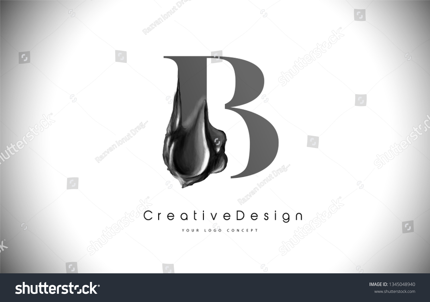 B Letter Design Brush Paint Stroke Stock Vector (Royalty Free ...