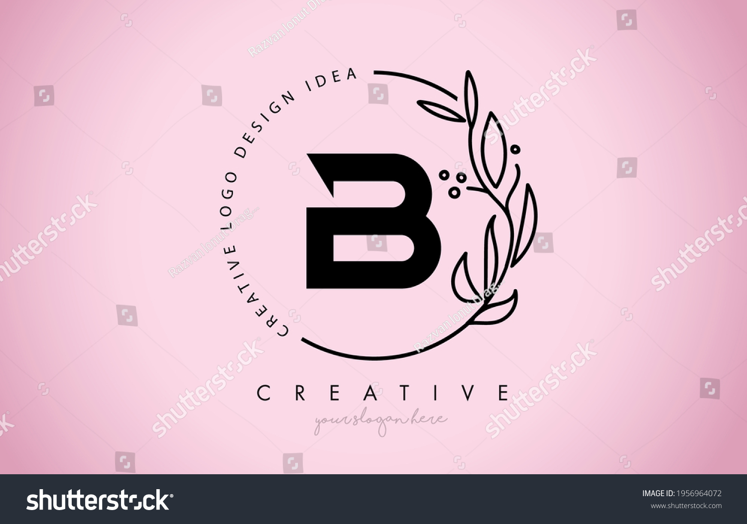 B Letter Floral Logo Design Creative Stock Vector (Royalty Free ...