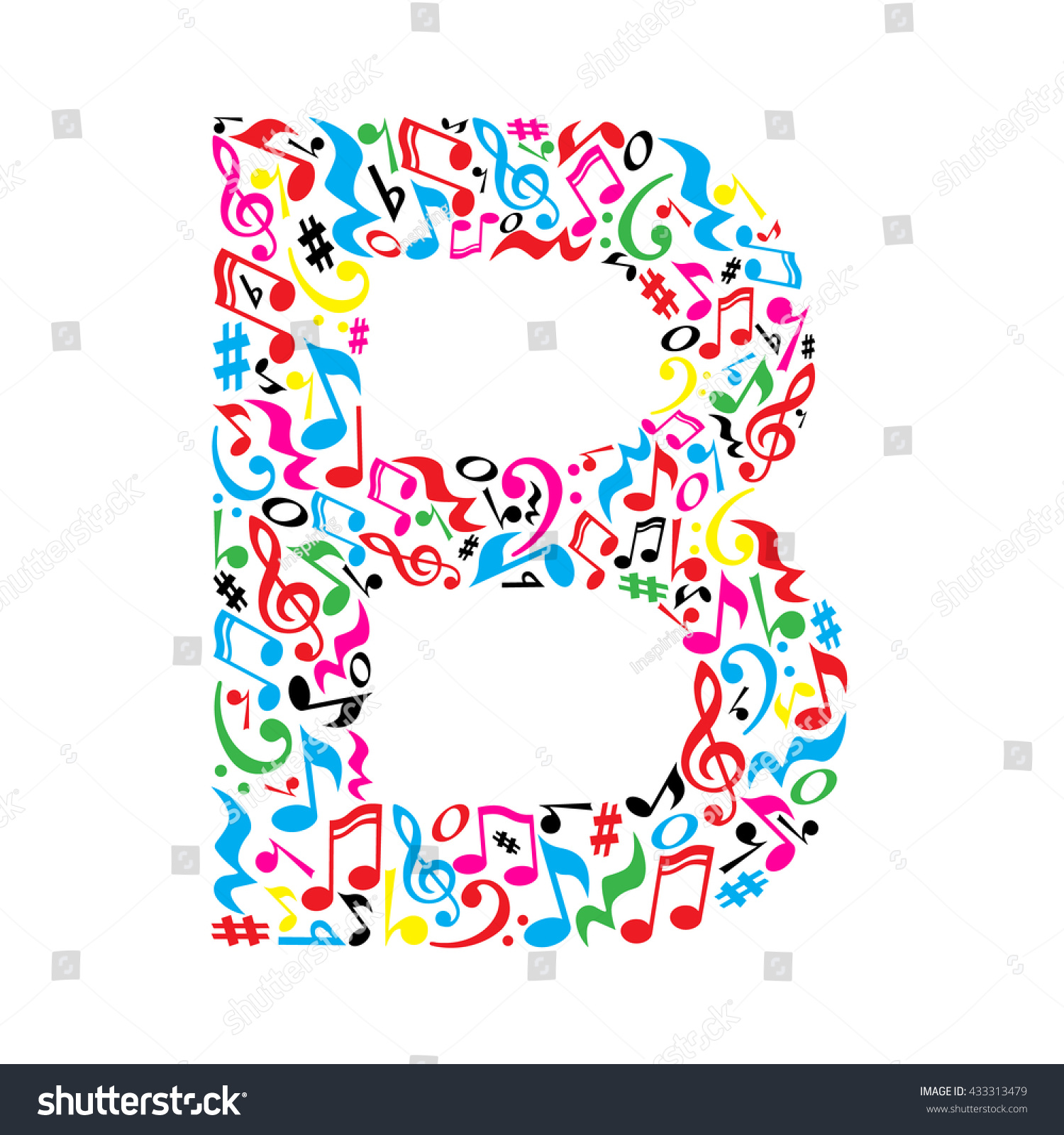 B Letter Made Colorful Musical Notes Stock Vector 433313479 - Shutterstock