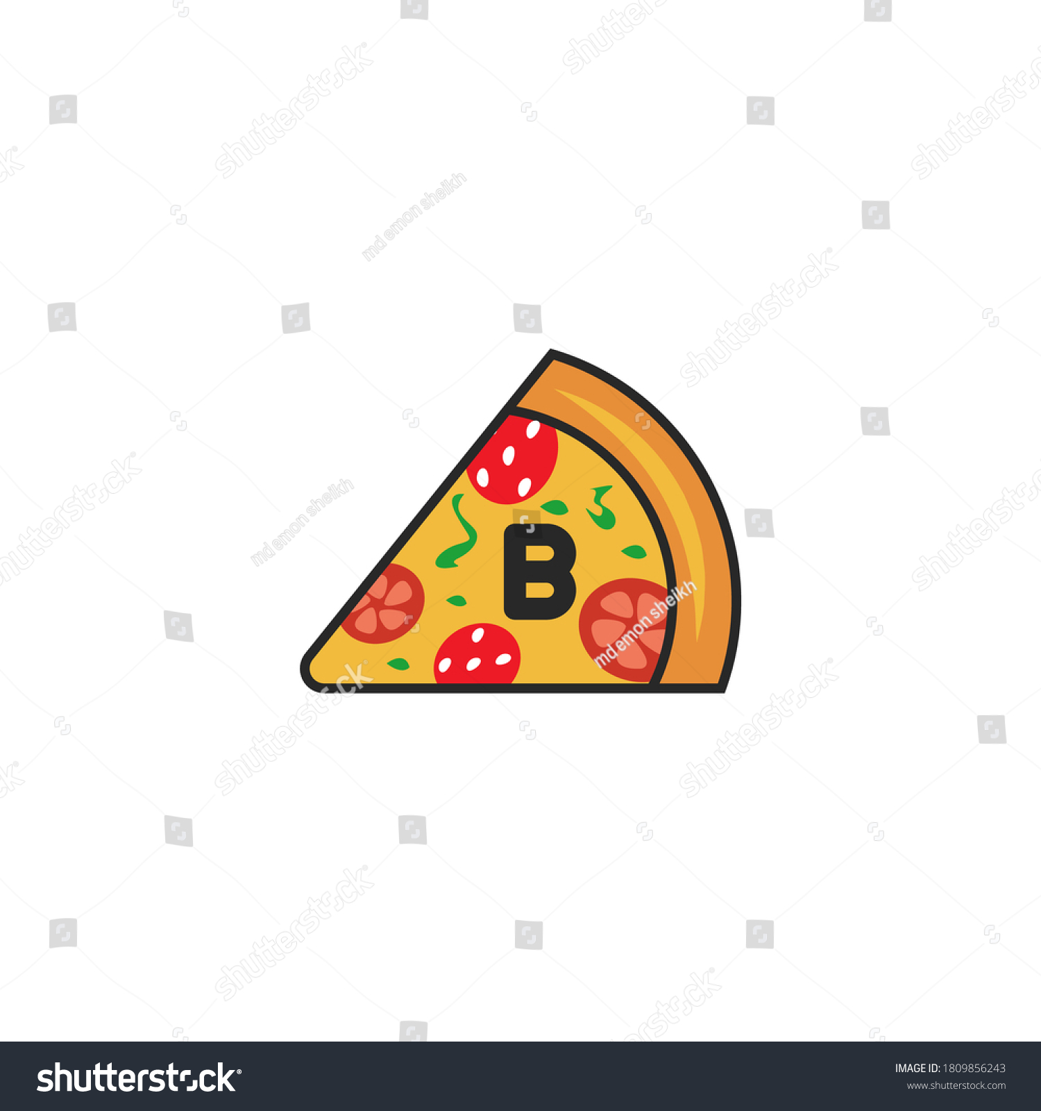 B Letter Pizza Slice Logopizza Cafe Stock Vector (Royalty Free) 1809856243