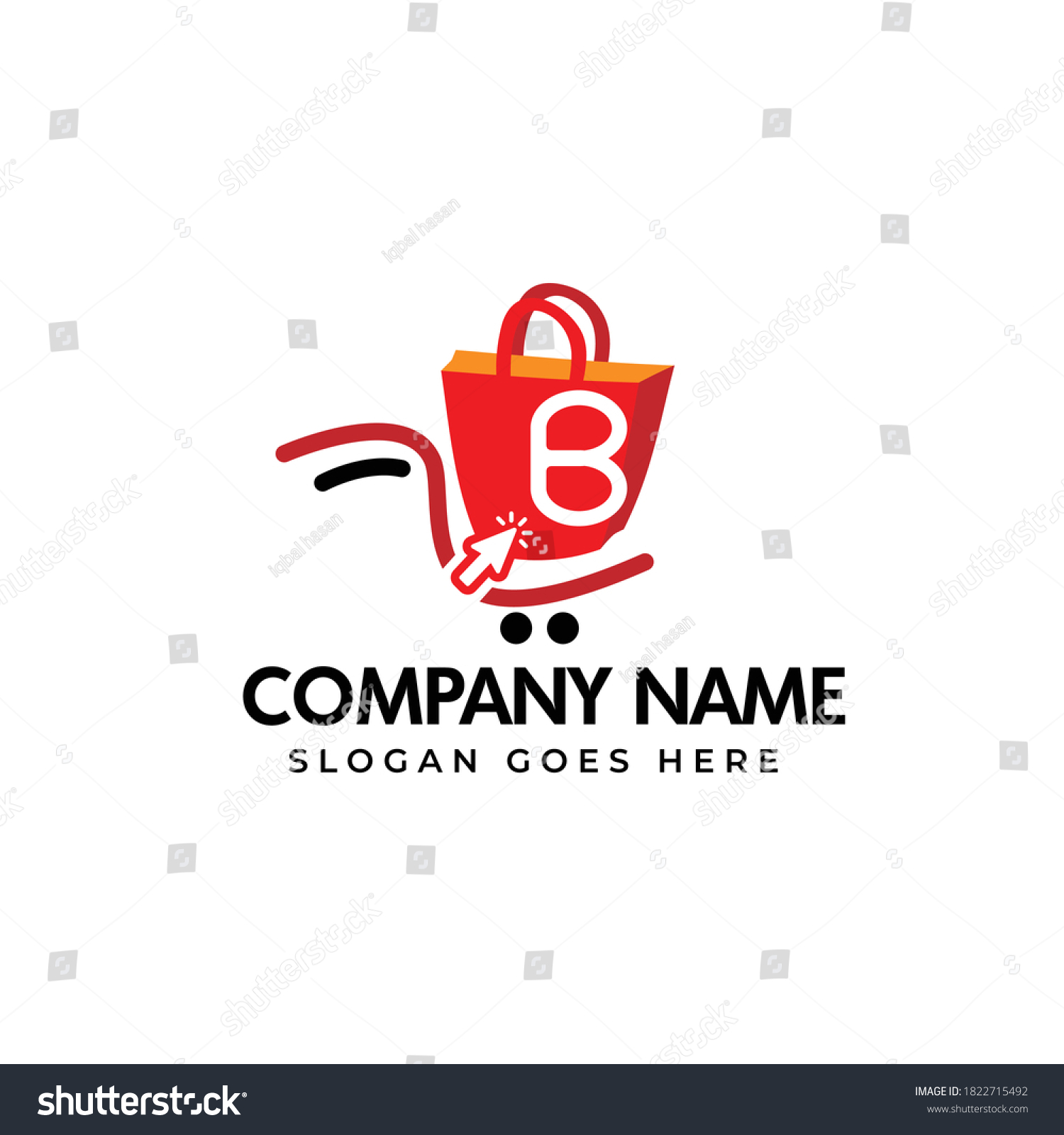 B Letter Shop Cart Logo Design Stock Vector (Royalty Free) 1822715492