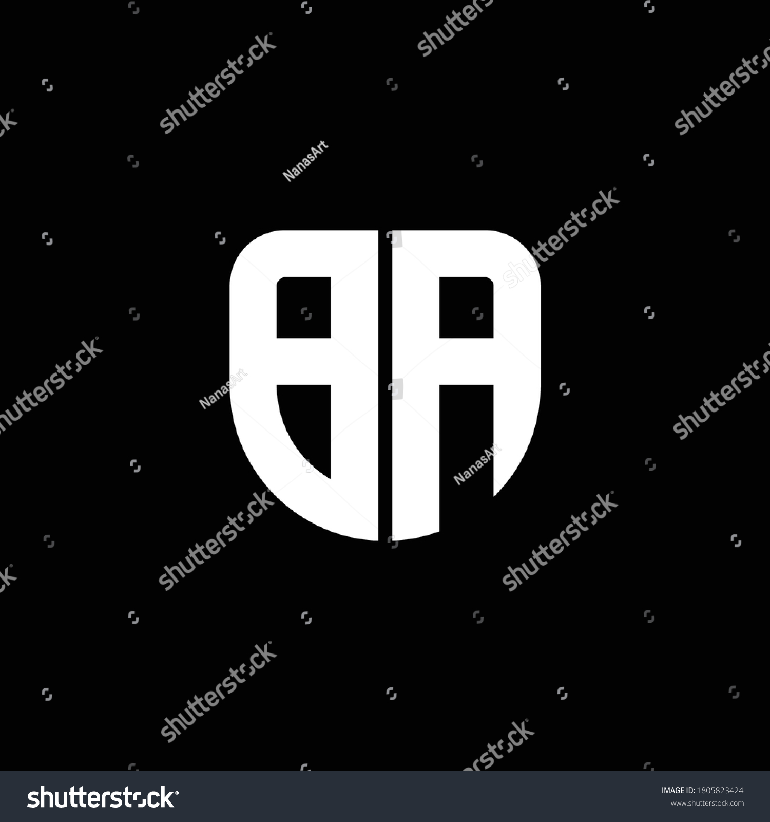 Ba Logo Monogram Circular Shape Shield Stock Vector (Royalty Free ...