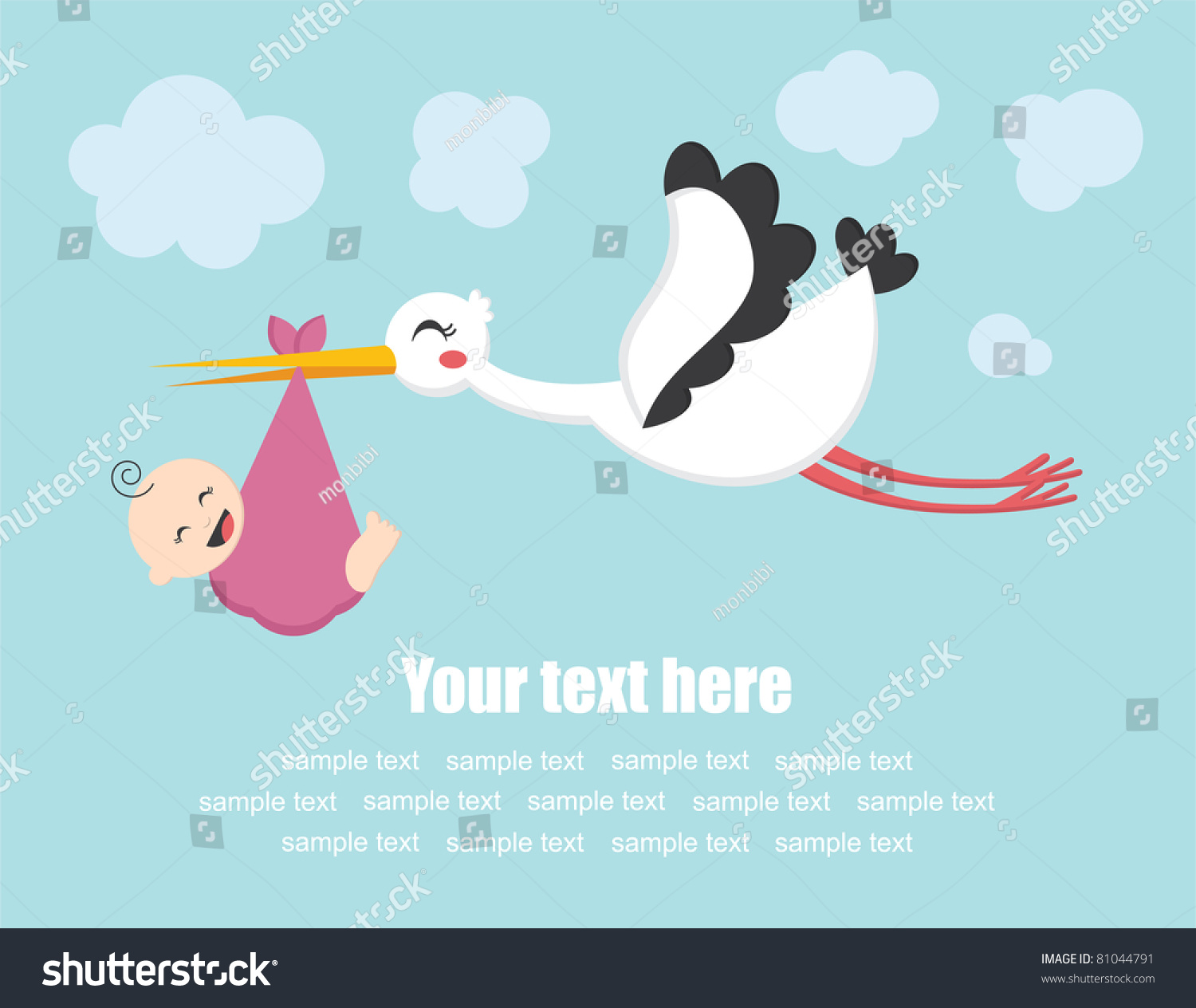 Baby Announcement Card. Vector Illustration - 81044791 : Shutterstock