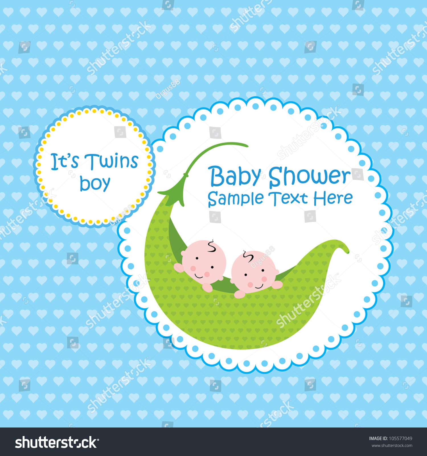 Baby Arrival Announcement Card Twin Baby Stock Vector Royalty Free