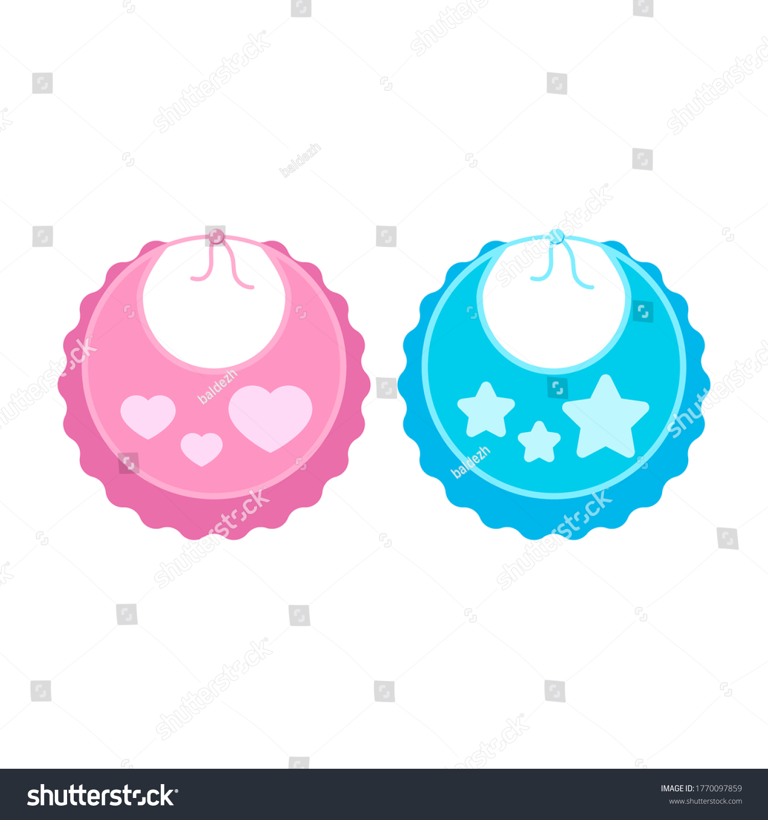 SVG of Baby bib icon logo set isolated on white background. Child clothes for eating - baby bib for boy and girl. Flat design cartoon style vector illustration for web design. svg