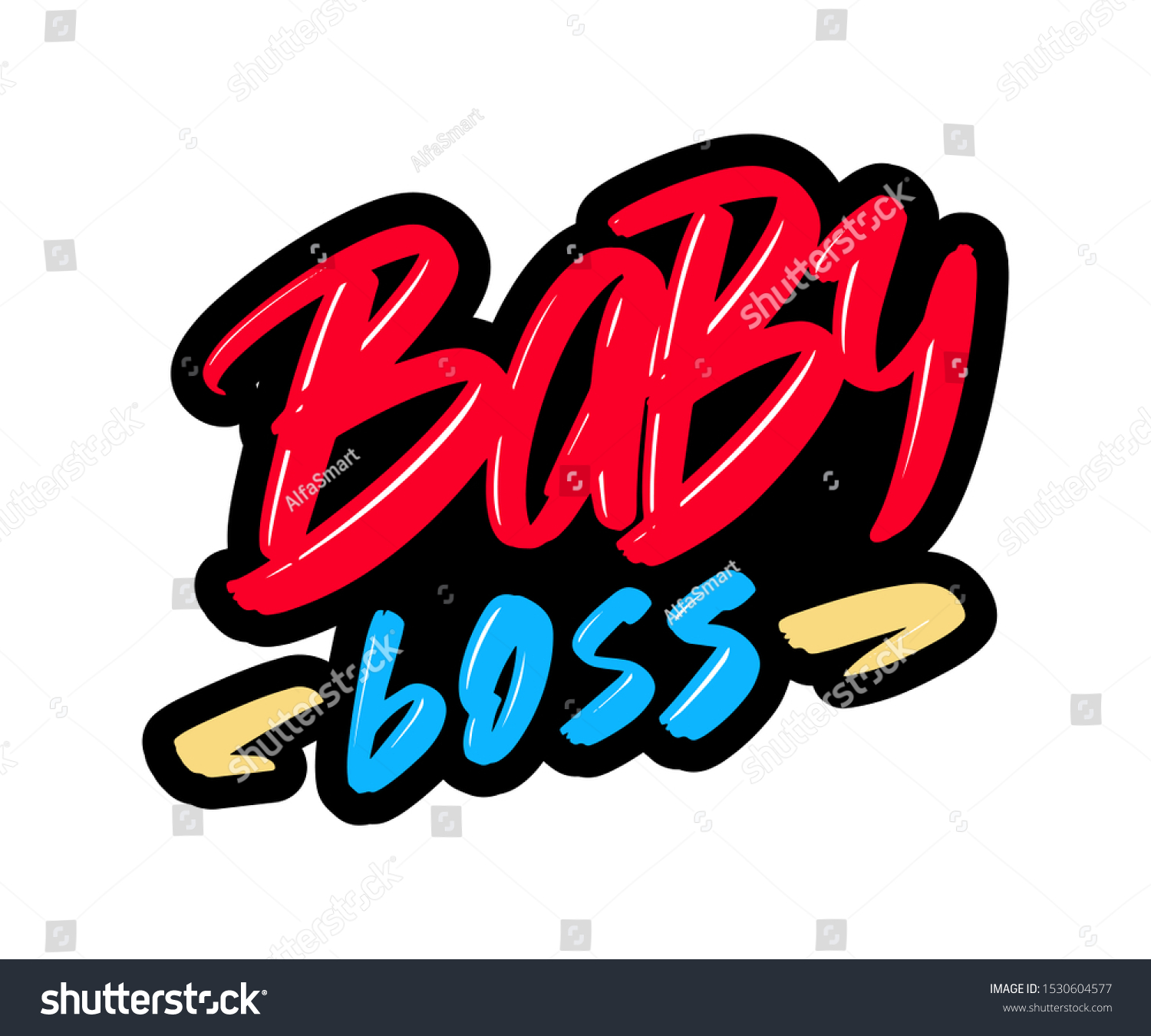 Baby Boss Cartoon Brush Lettering Text Stock Vector Royalty Free 1530604577