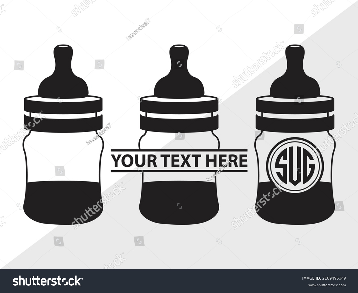 SVG of Baby Bottle Monogram SVG Printable Vector Illustration svg