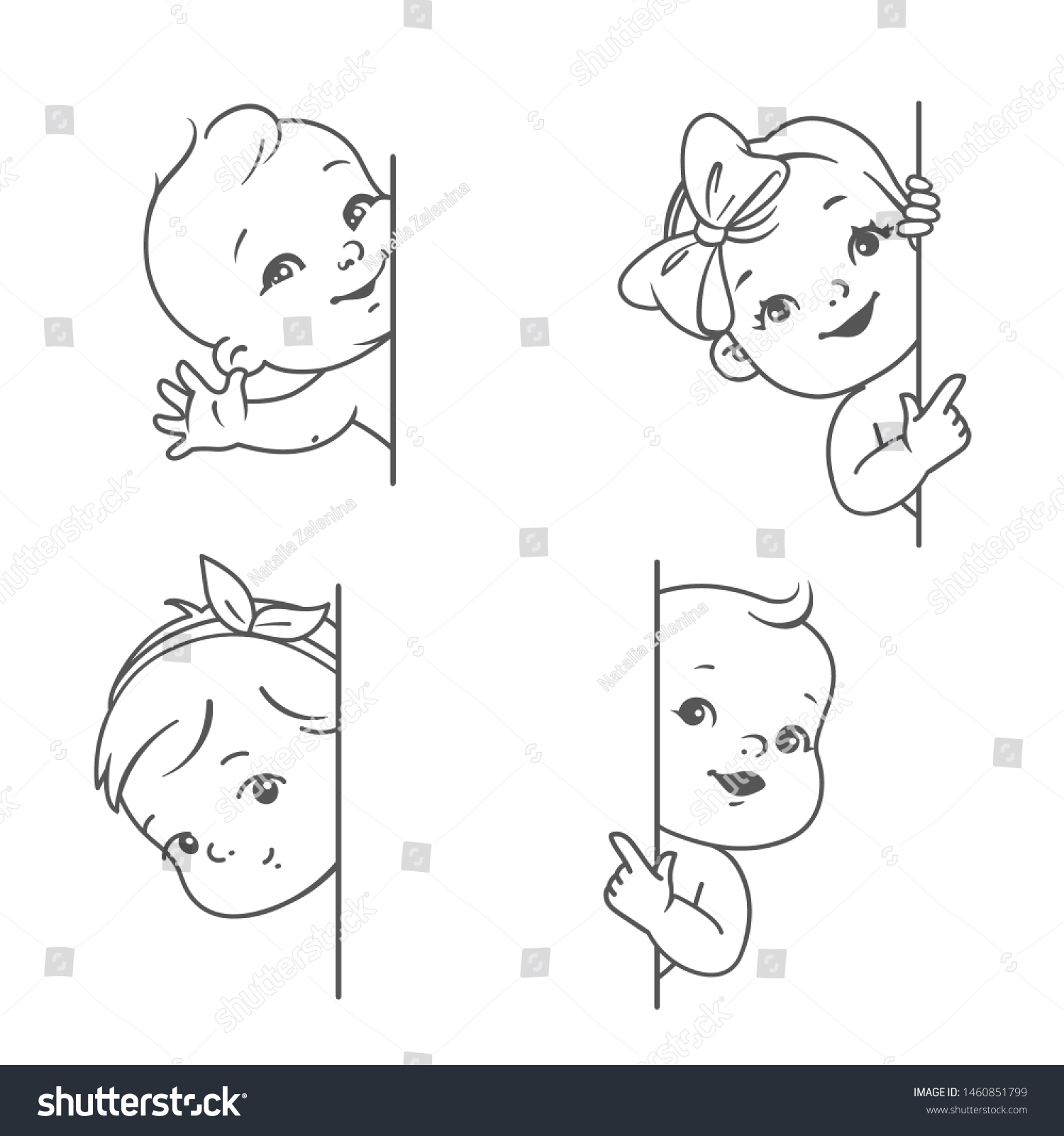 Baby Boy Girl Blank Frame Smiling Stock Vector Royalty Free