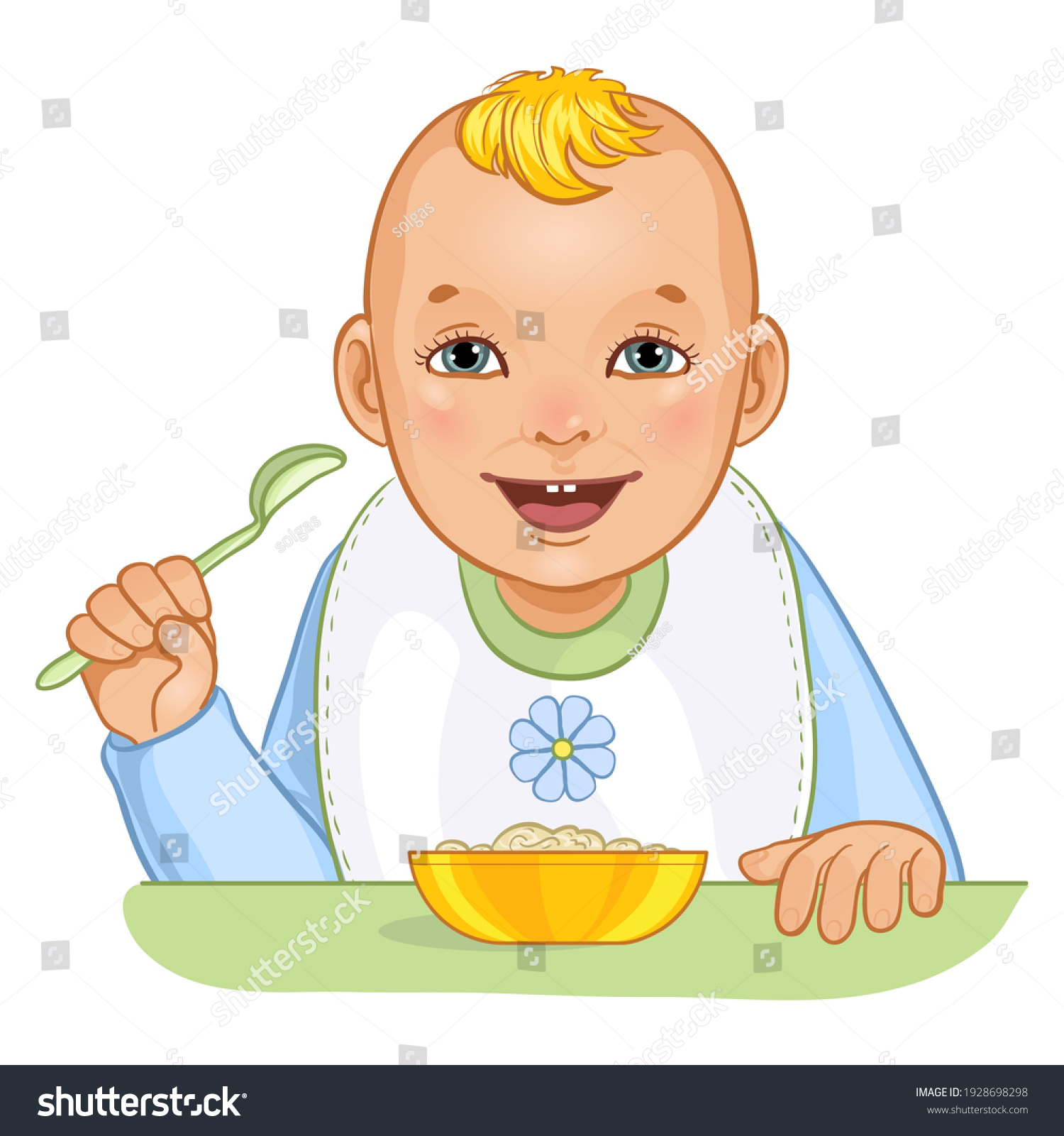 Baby Boy Spoon Plate Vector Image Stock Vector (Royalty Free) 1928698298