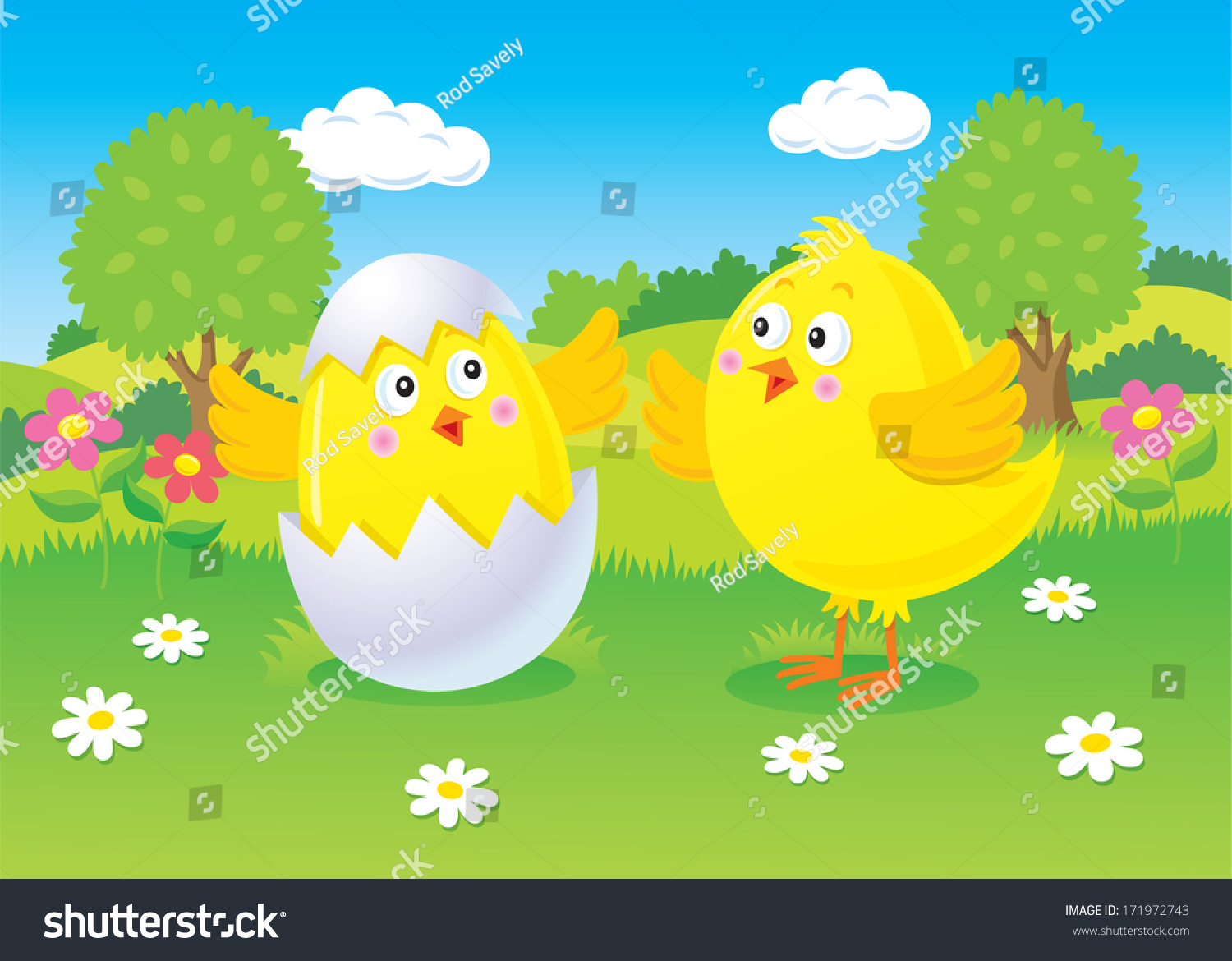 Baby Chick Watching Another Baby Chick Stock Vector (Royalty Free ...