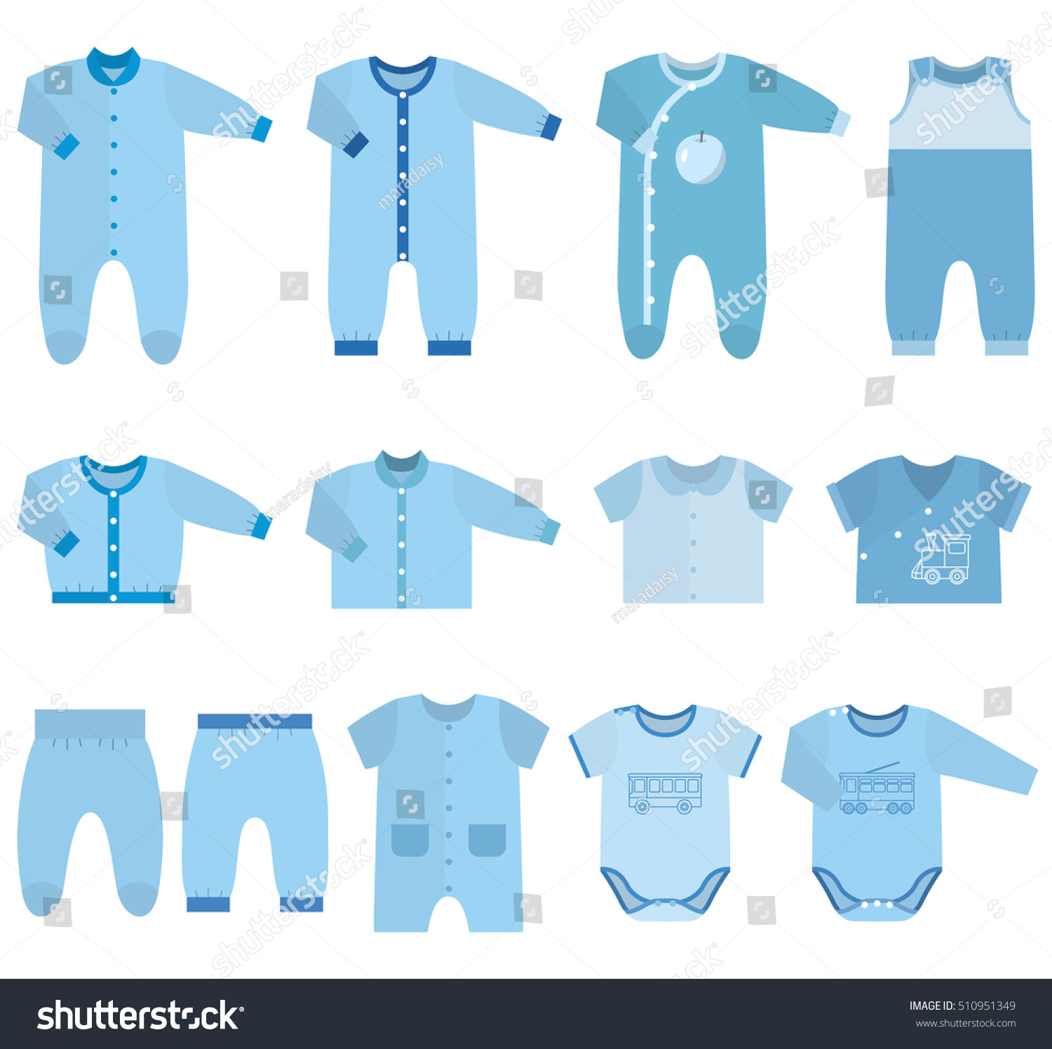 Baby Clothes Garments Infant Kids Sketches Stock Vector (Royalty Free ...