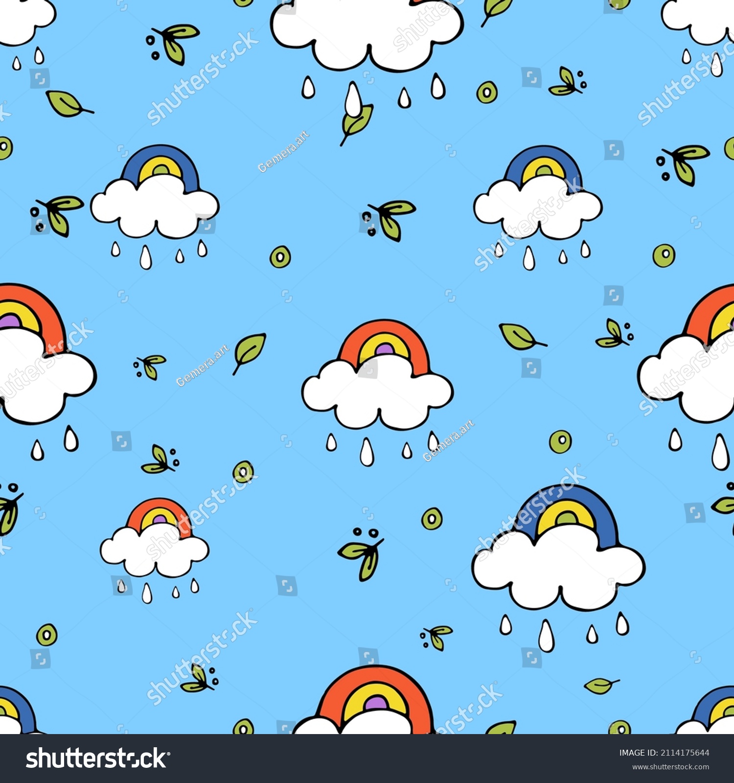 Baby Cute Rainbow On Cloud Spring Stock Vector (Royalty Free) 2114175644