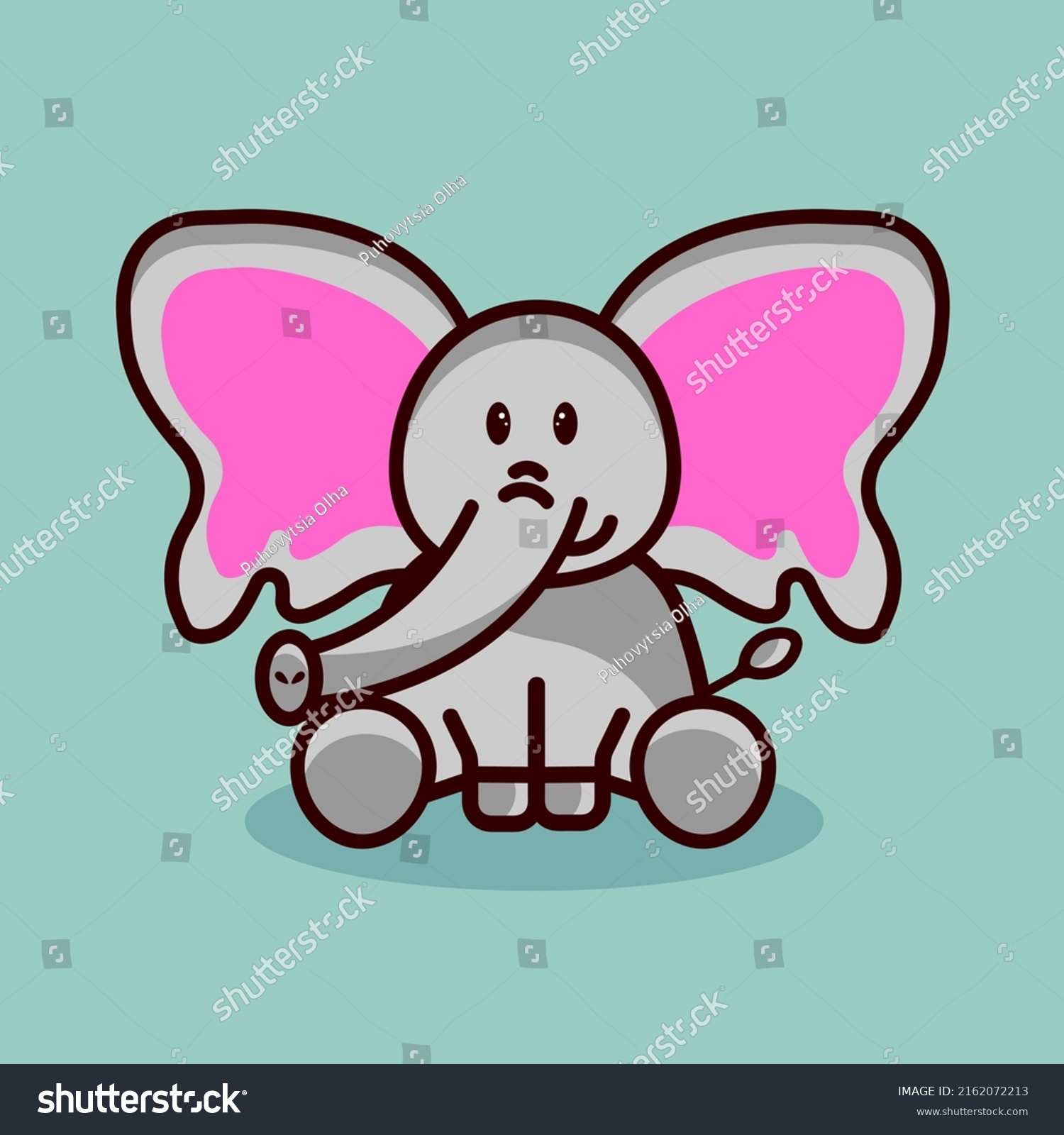 Baby Elephant Big Ears Sitting On Stock Vector (Royalty Free