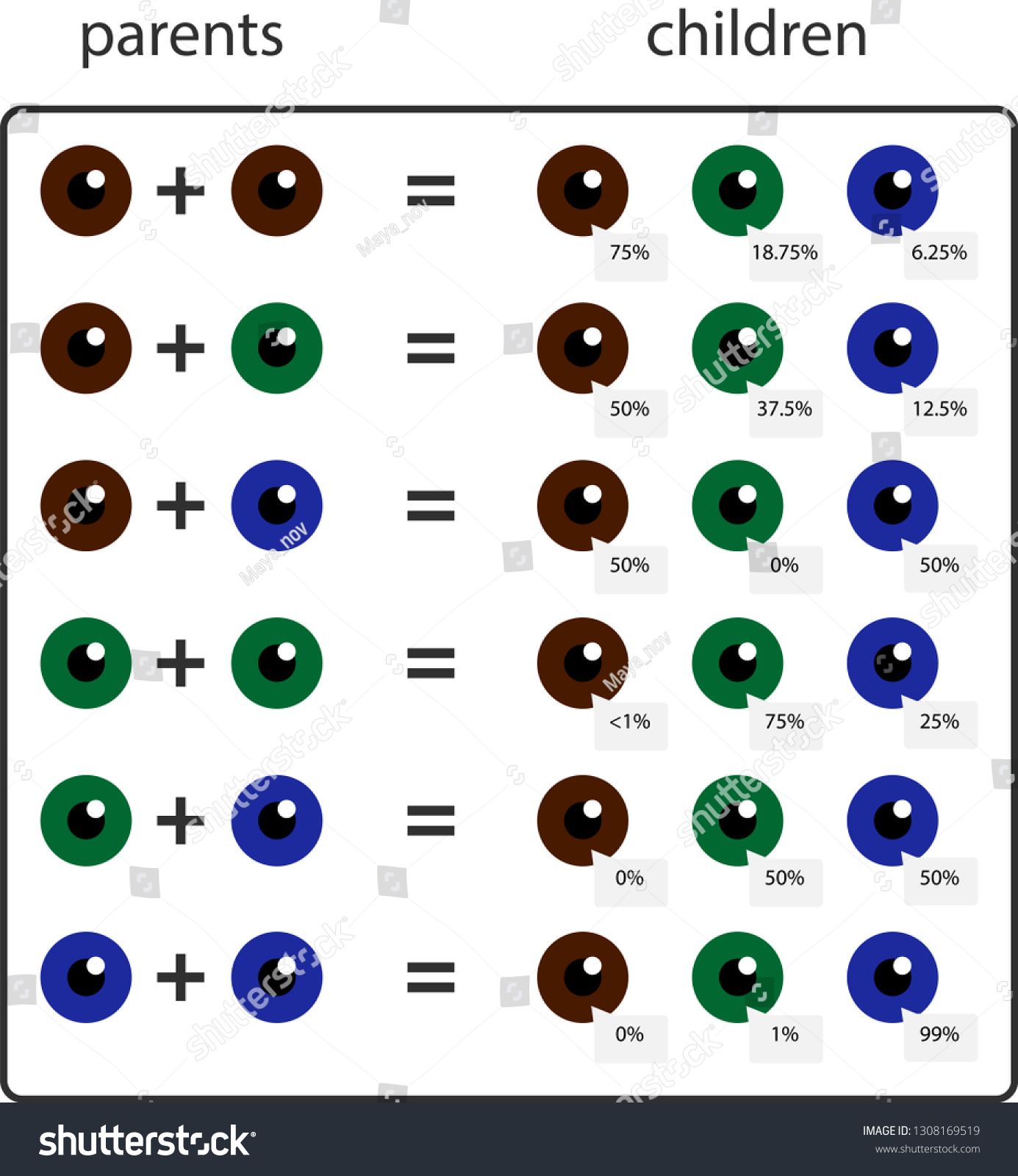Parent Eye Color Chart
