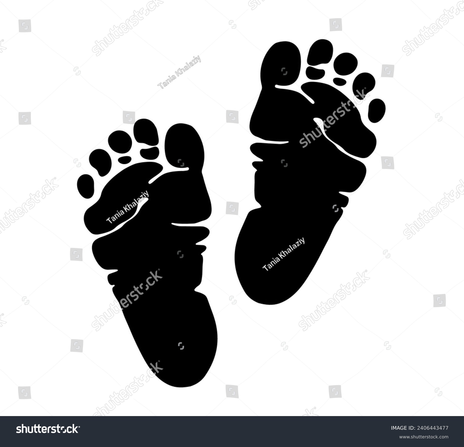 SVG of Baby feet cut files, vector illustration, black silhouette, kid footsteps svg