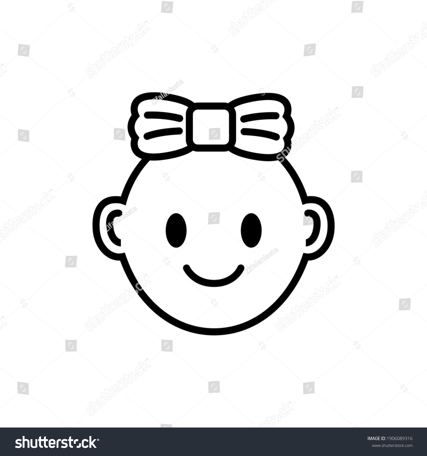 Baby Girl Face Outline Vector Design Stock Vector (Royalty Free ...