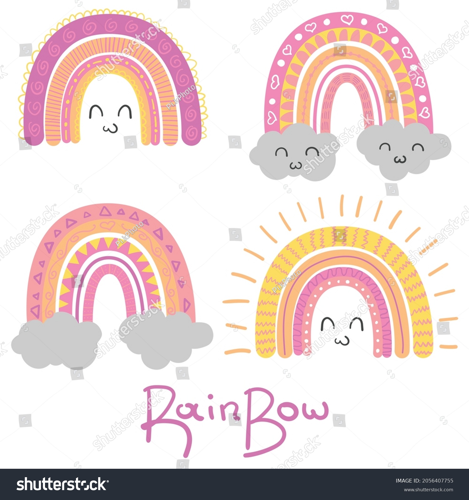SVG of Baby Girl Rainbow Clipart, Nursery Rainbow Decoration, Svg, Rainbow Clipart Bundle, Pastel Colors, Rainbow for Printing and for Cutting svg