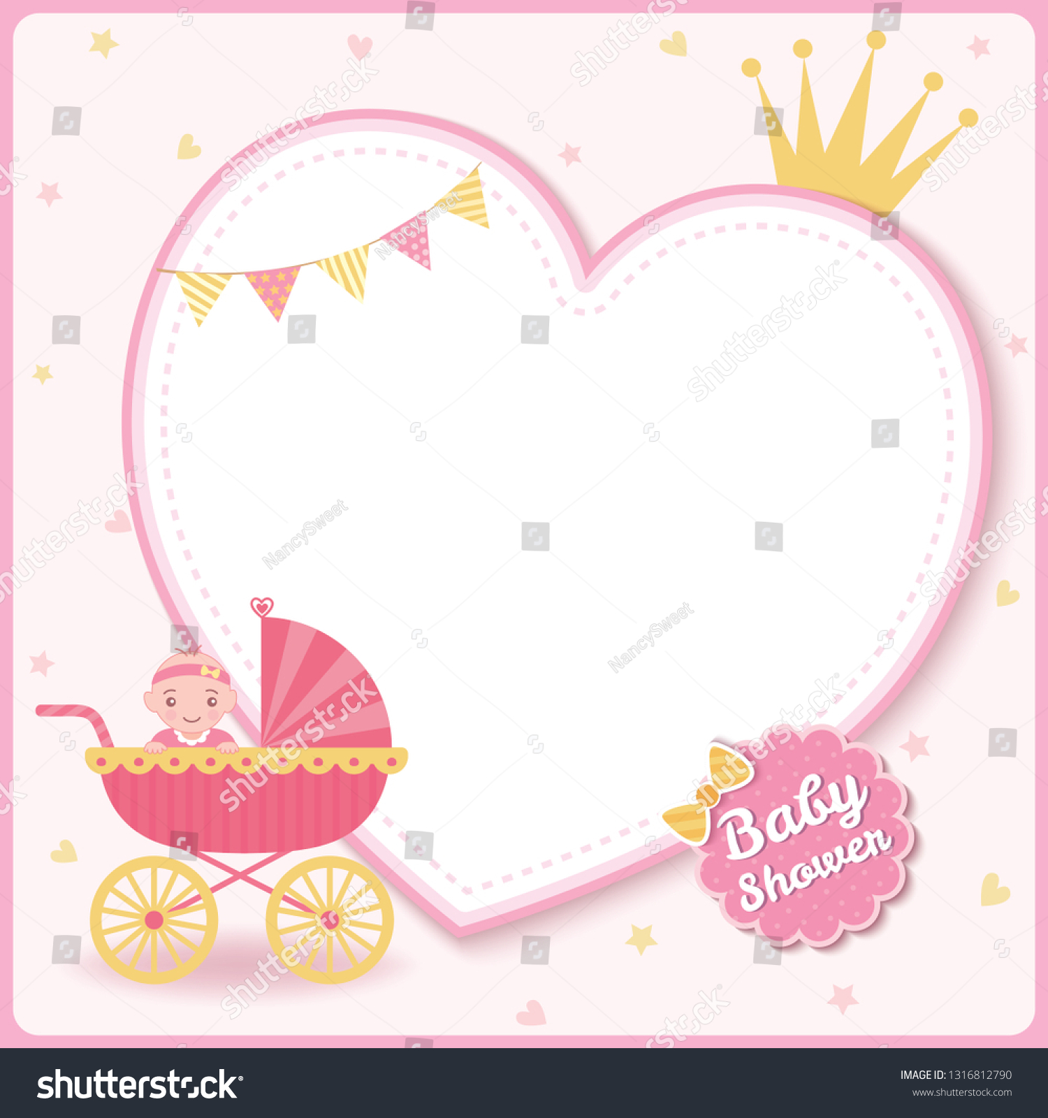 Baby Girl Shower Greeting Card New Stock Vector Royalty Free