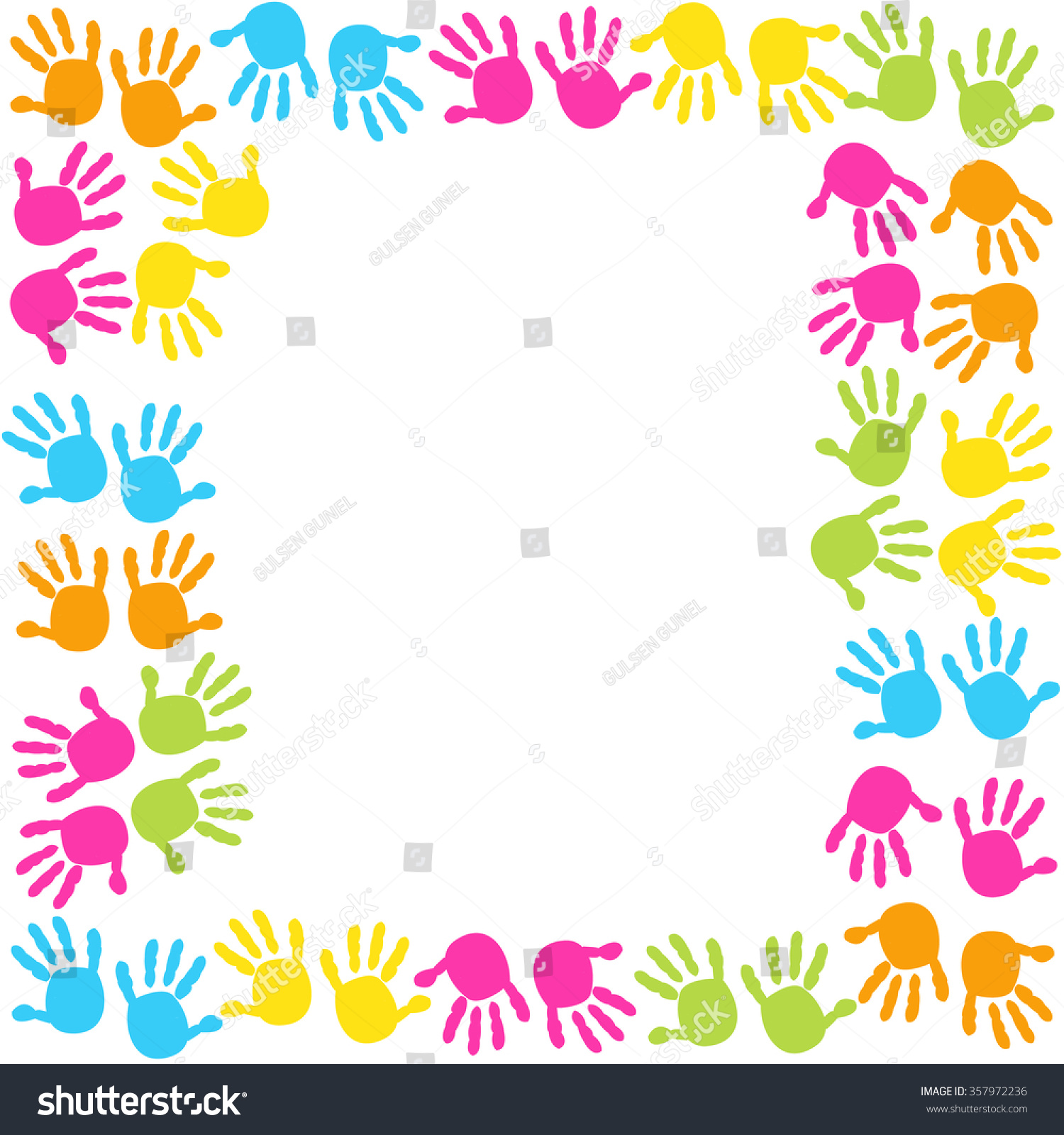 Baby Hand Prints Frame Vector Background Stock Vector 357972236 ...