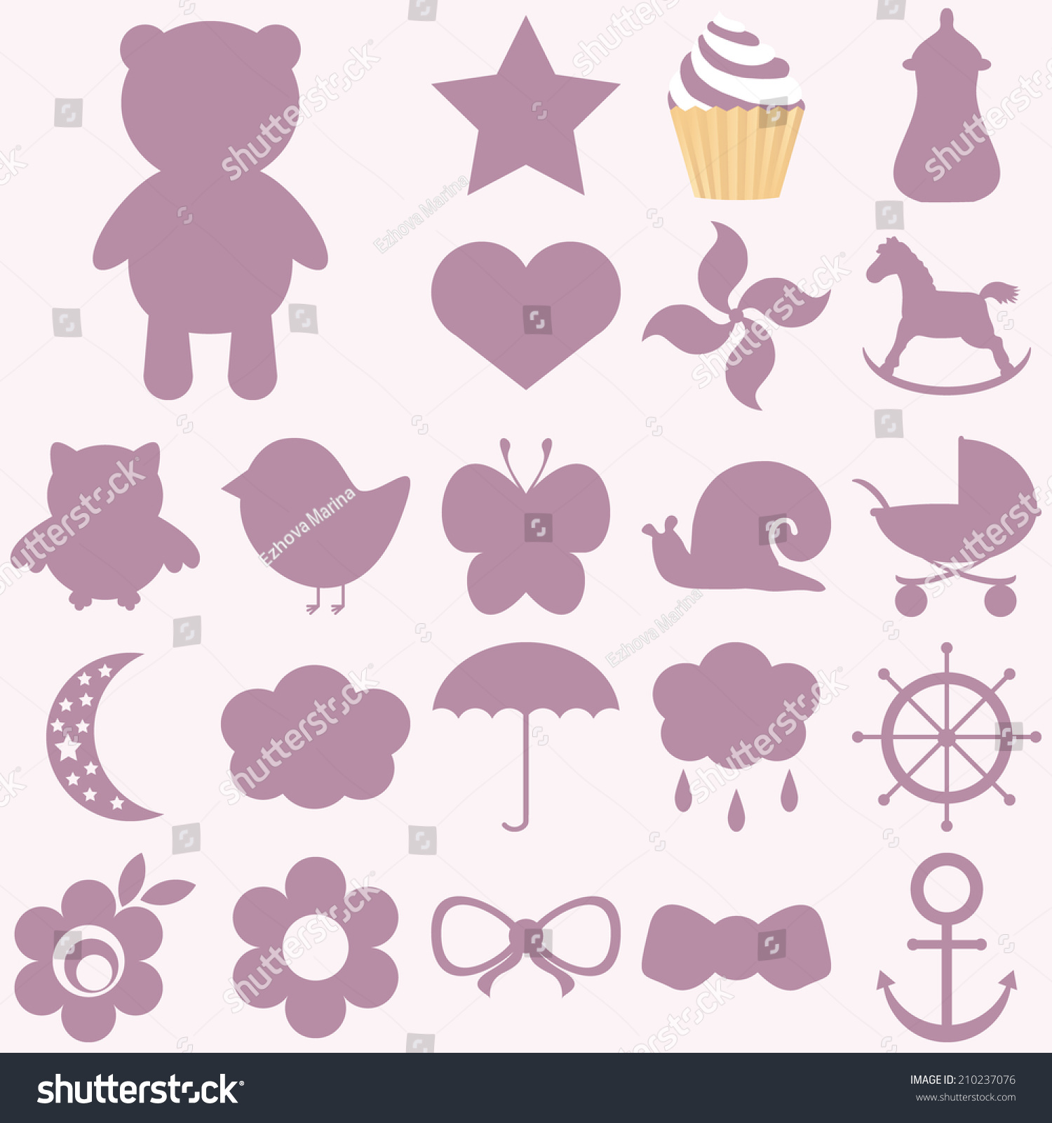 Baby Icons Set Cards Invitations Wedding Stock Vector Royalty Free 210237076