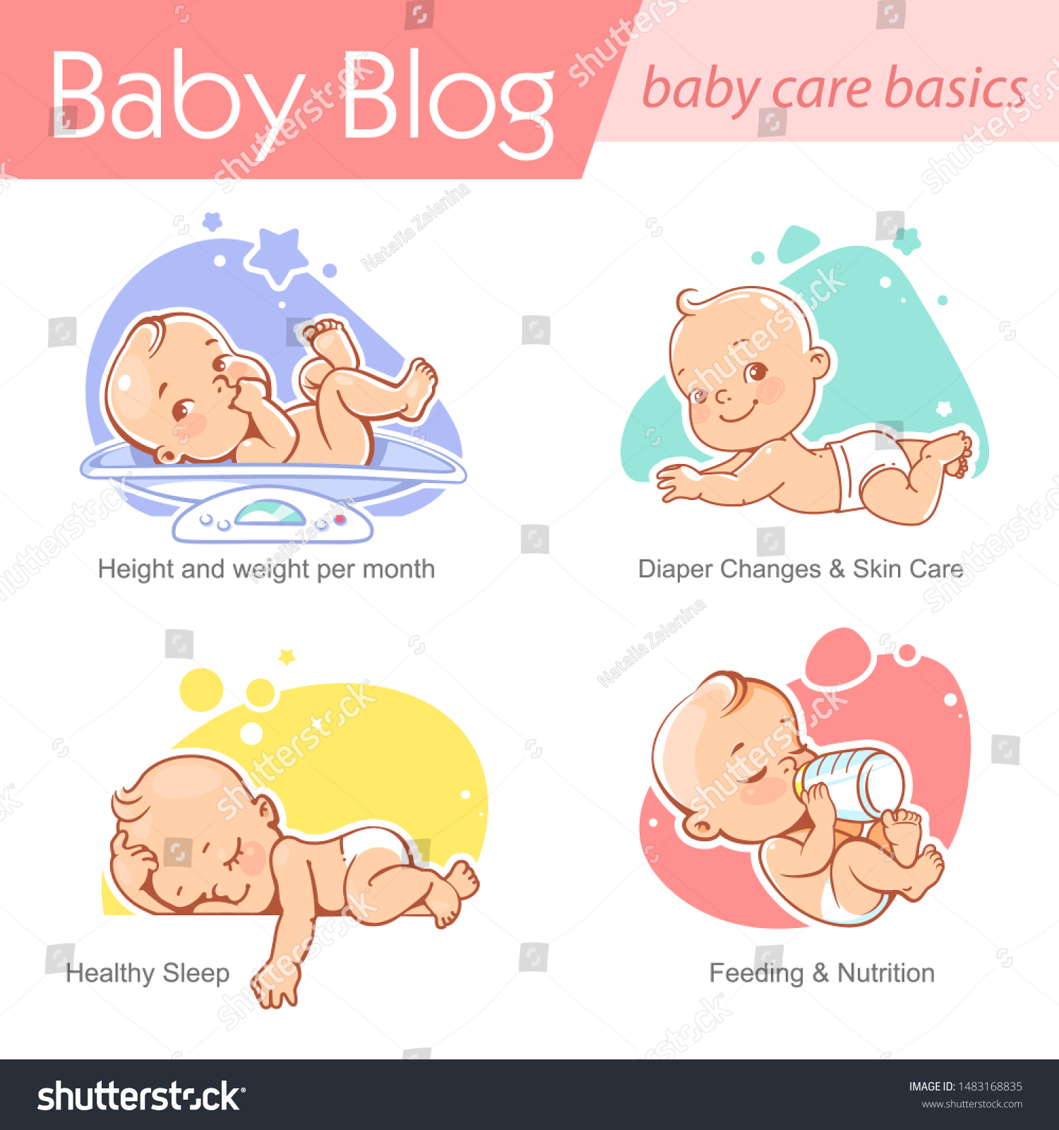 Baby Illustration Newborn Care Development Baby Stock Vector Royalty