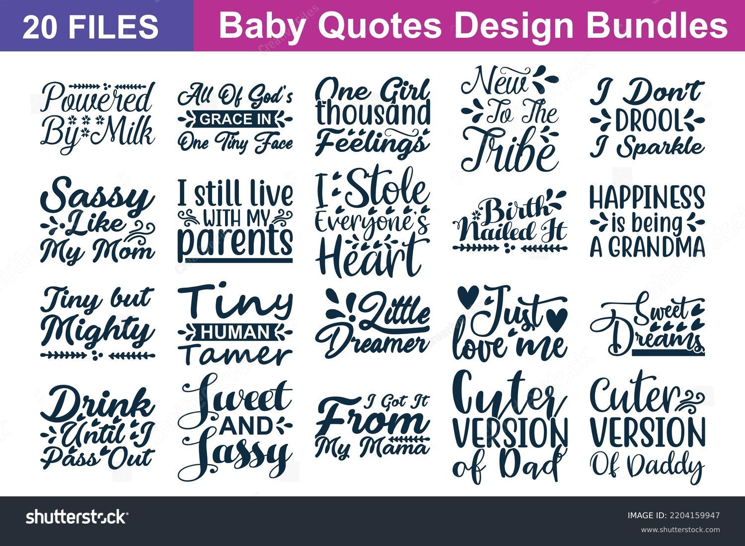 SVG of Baby Quotes svg Bundle. Quotes about Baby, Baby cut files Bundle of 20 svg eps Files for Cutting Machines Cameo Cricut, Baby Quotes svg
