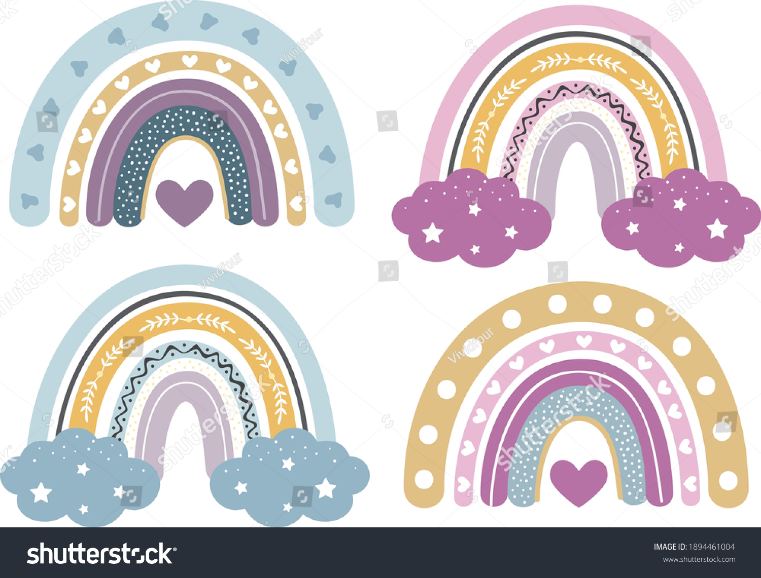 SVG of Baby Rainbow Clipart, Nursery Rainbow Decoration, Svg, Rainbow Clipart Bundle, Pastel Colors, Rainbow for Printing and for Cutting svg