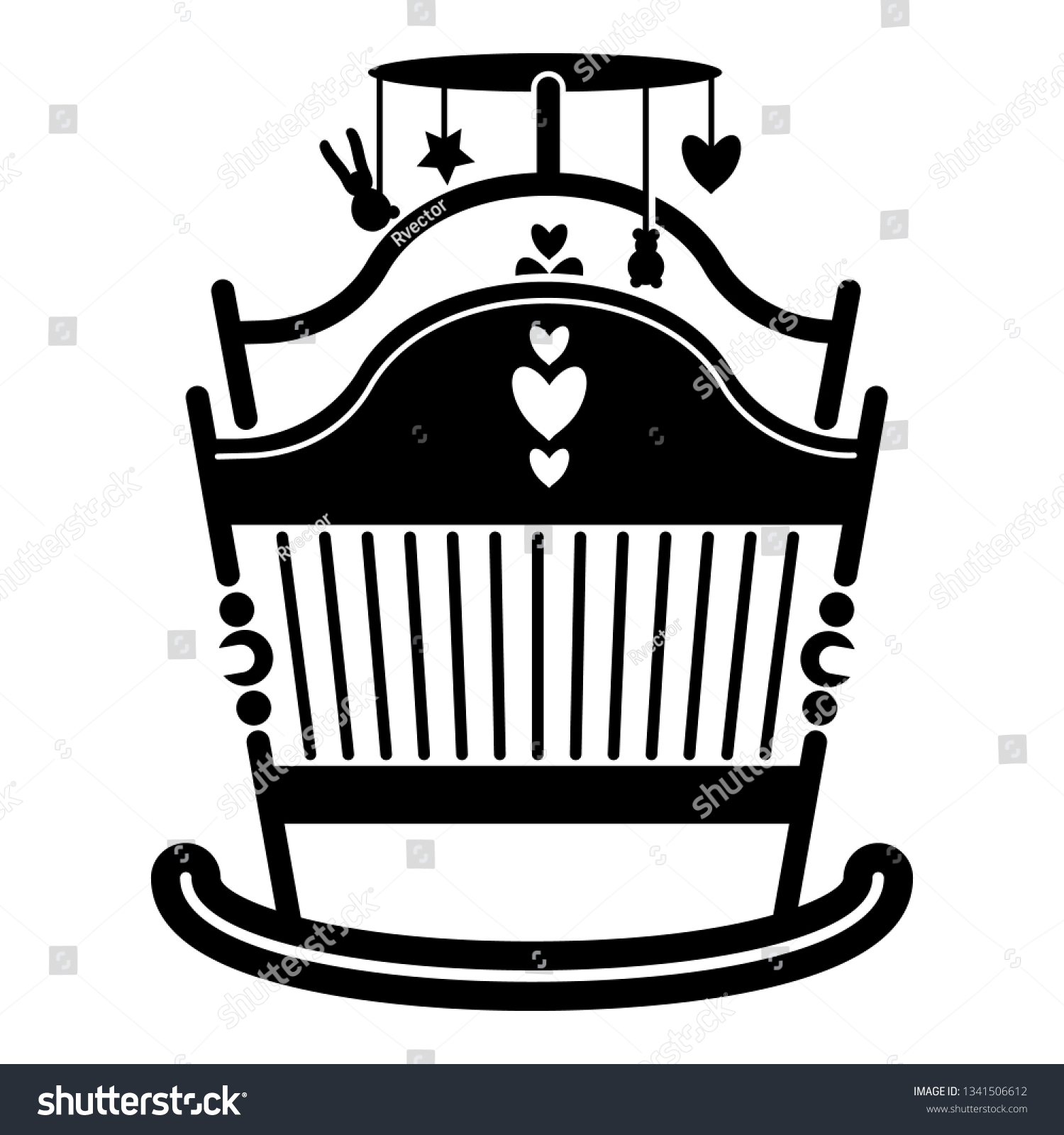 recommend clip art: Baby rocking crib icon. Simple illustration of baby rocking crib vector icon for web design isolated on white background