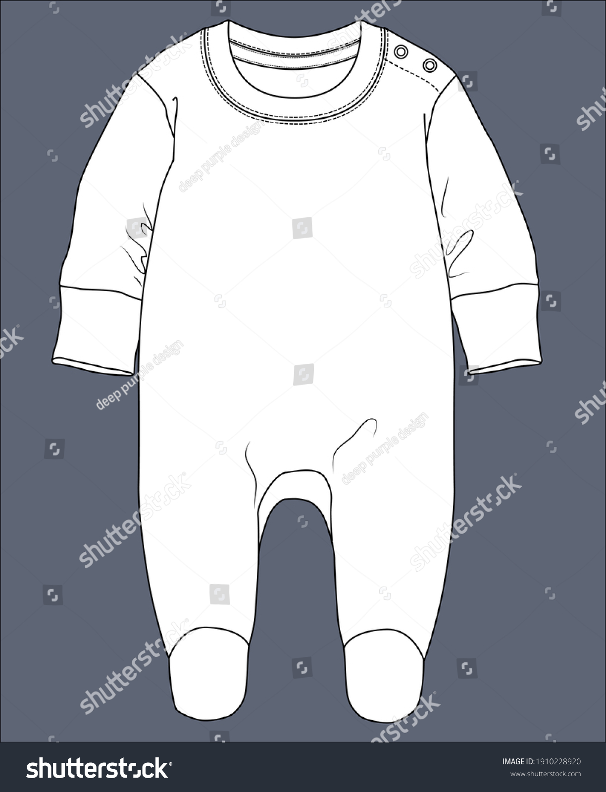 Baby Rompers Design Flat Sketch Template Stock Vector (Royalty Free ...