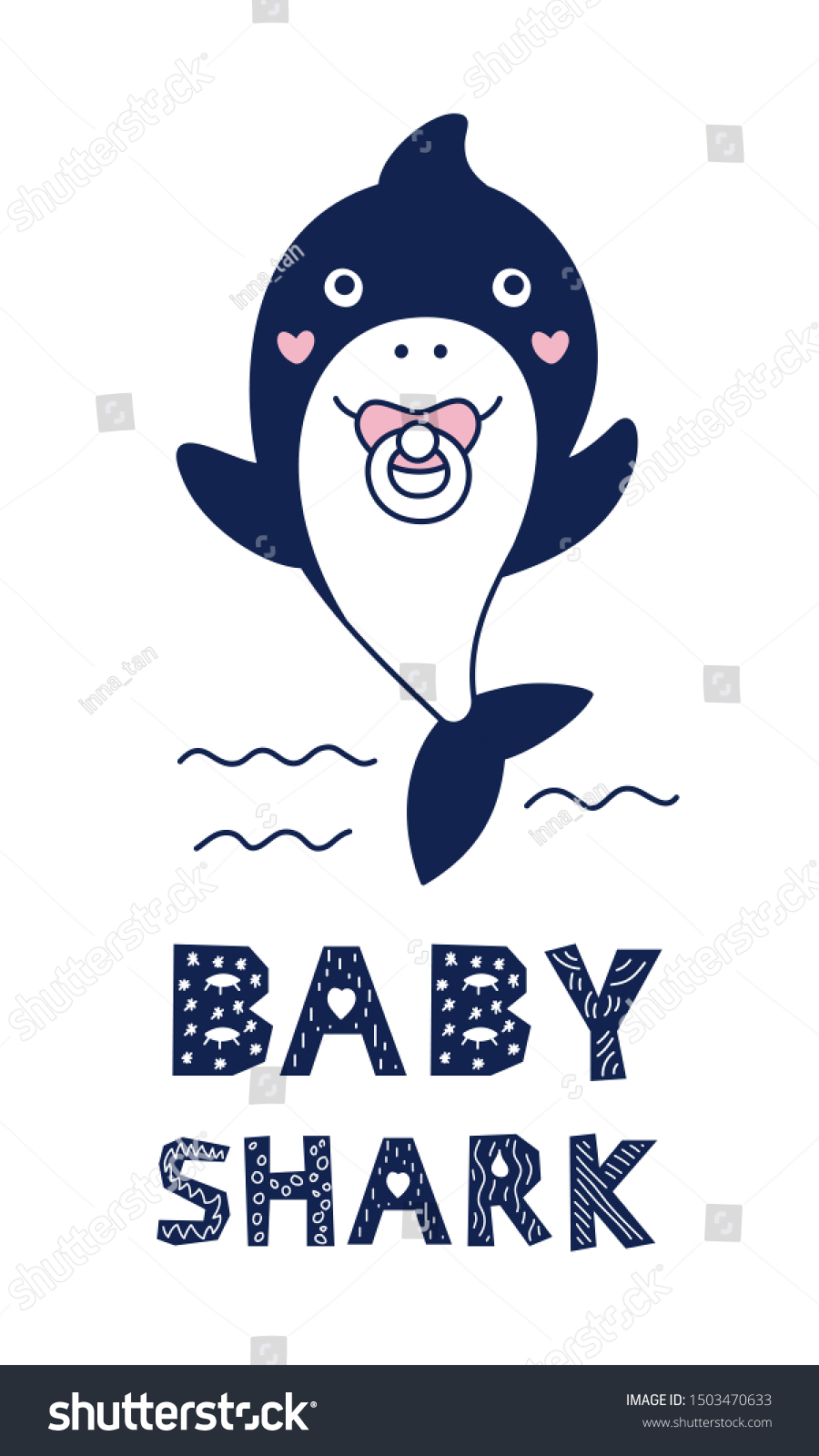 Baby Shark Underwater Cute Character Baby Stock Vector Royalty Free 1503470633