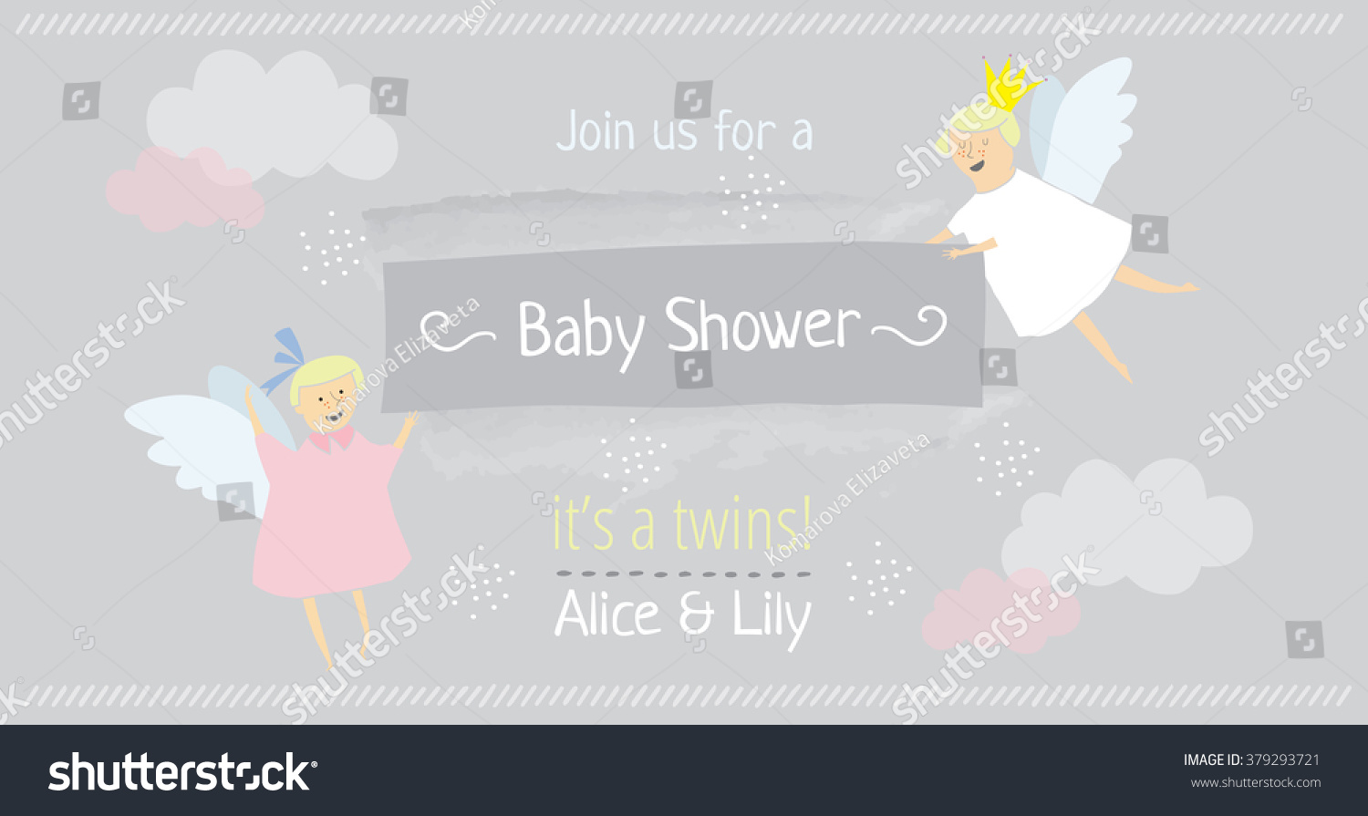 Baby Shower Banner Girls Twins Stock Vector Royalty Free 379293721