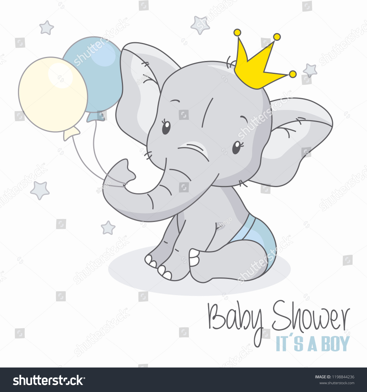 Baby Shower Boy Cute Elephant Balloons Stock Vector Royalty Free