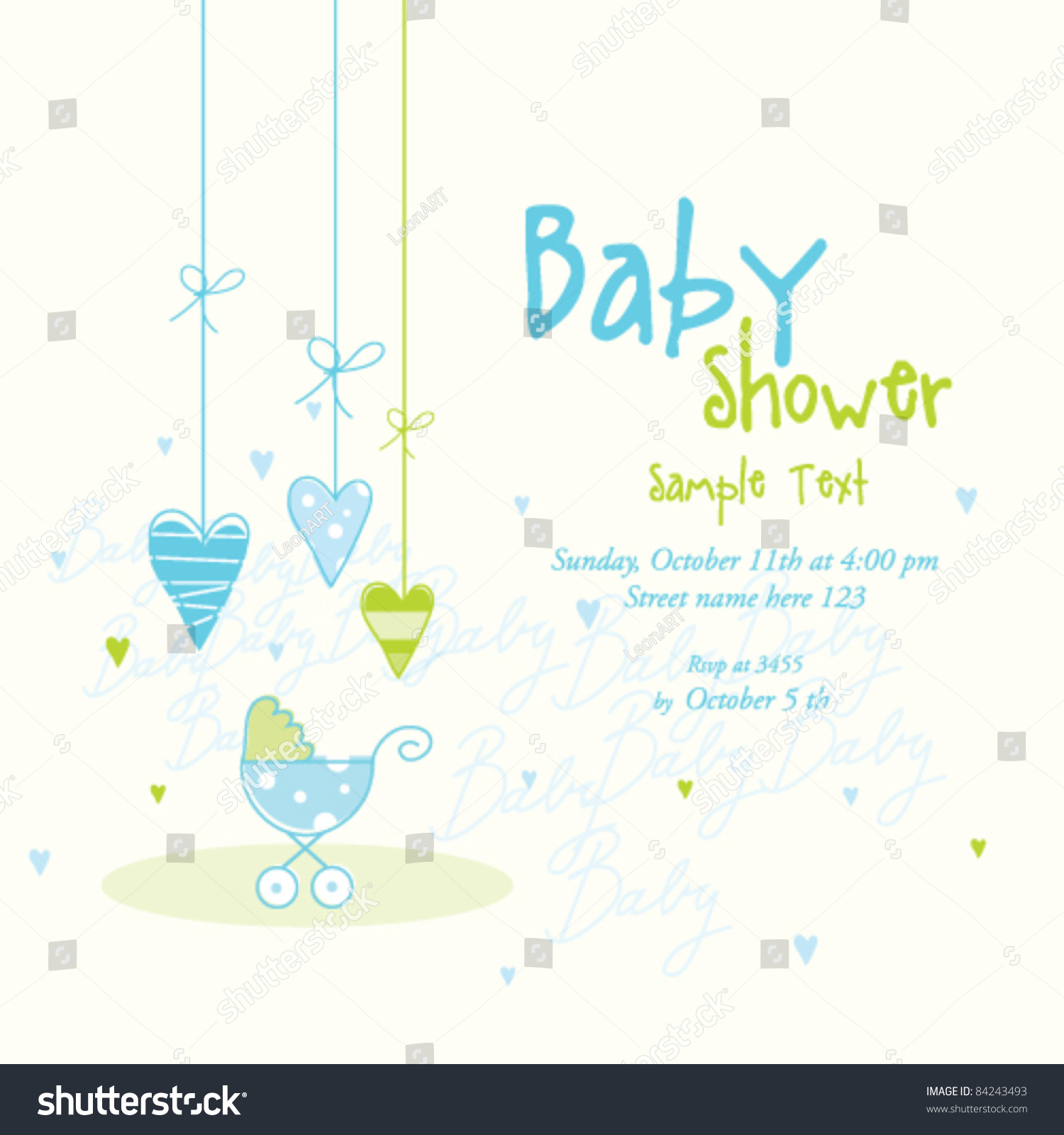 Baby Shower Card Stock Vector 84243493 - Shutterstock