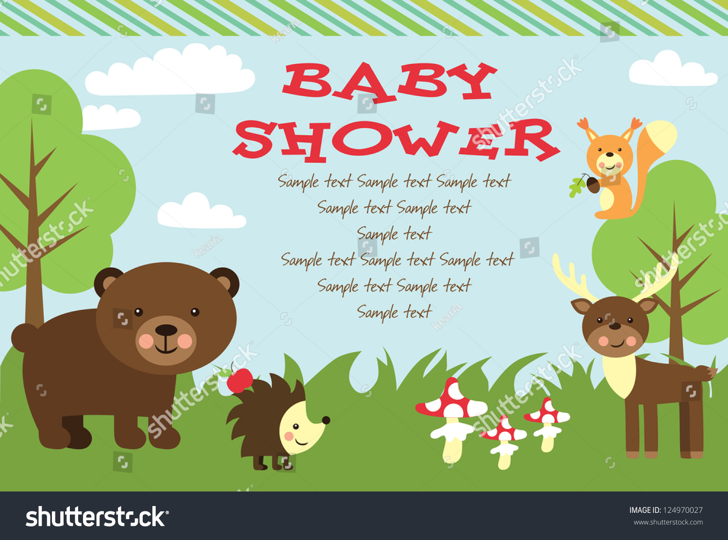 Baby Shower Card Design. Forest Friends. Vector Illustration ...