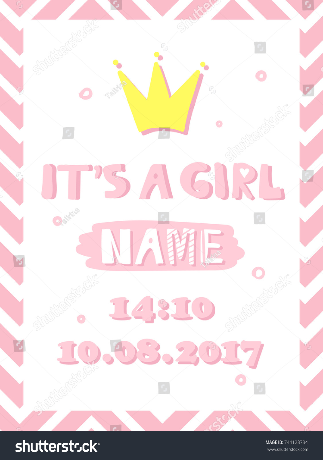 Baby Shower Card Newborn Baby Girl Stock Vector Royalty Free 744128734