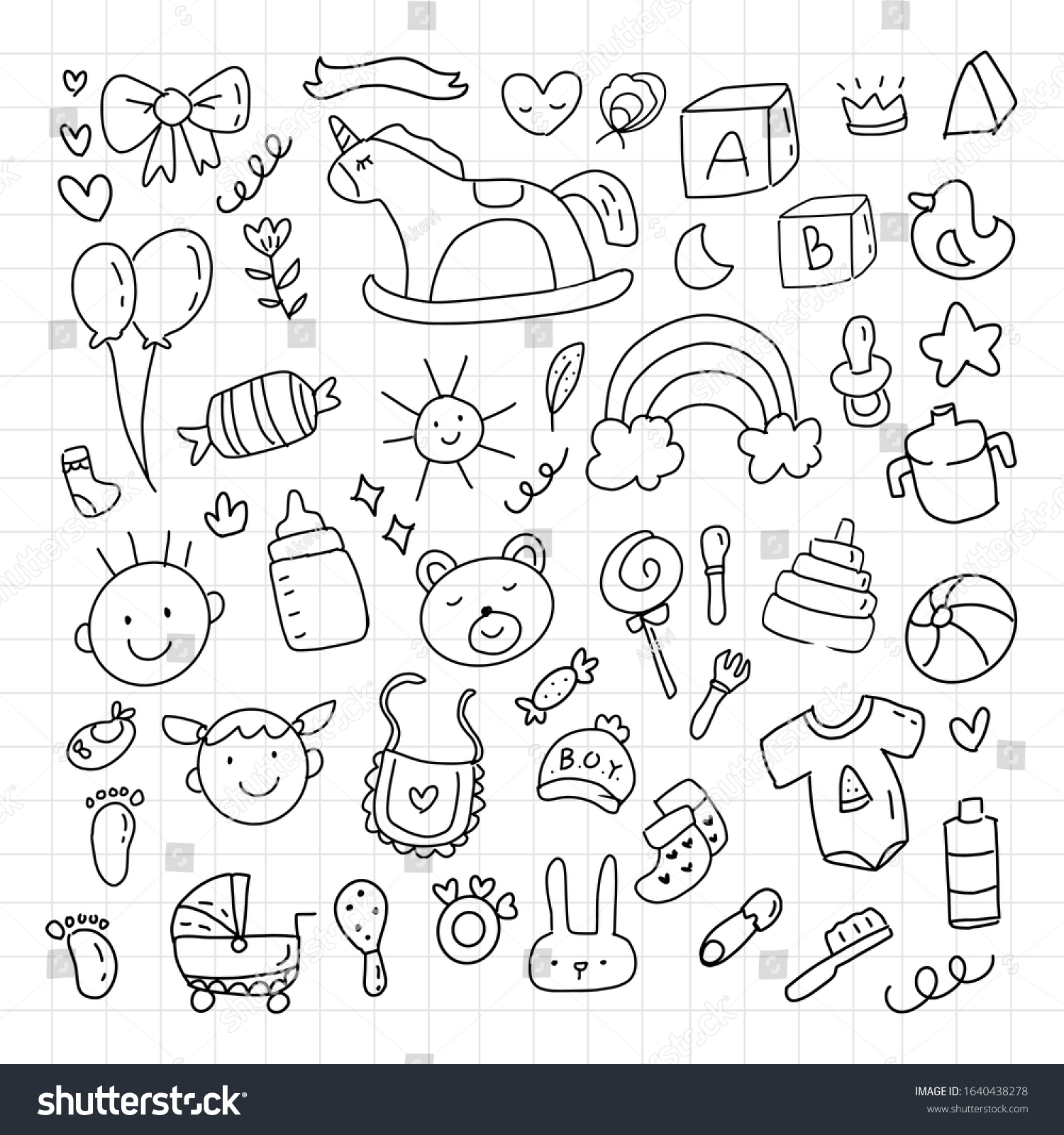 Baby Shower Cute Hand Drawing Doodle Stock Vector (royalty Free 