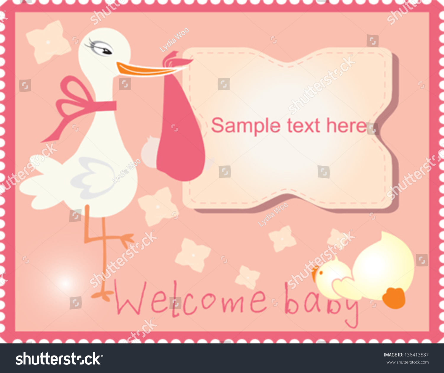 Baby Shower Gift Card Pink Background Stock Vector Royalty Free